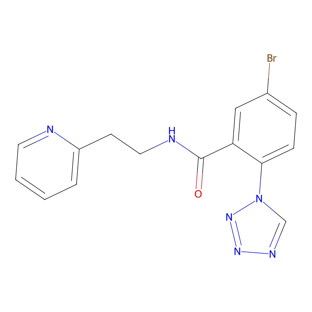 5-bromo-N-[2-(pyridin-2-yl)ethyl]-2-(1H-tetrazol-1-yl)benzamide molecular structure, CAS 1401582-72-6