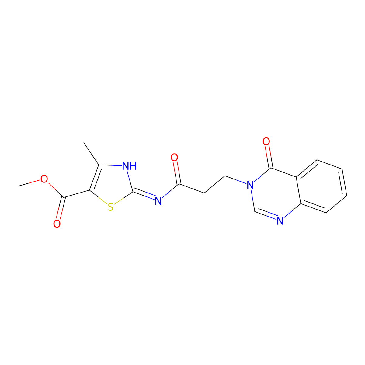 methyl 4-methyl-2-{[3-(4-oxoquinazolin-3(4H)-yl)propanoyl]amino}-1,3-thiazole-5-carboxylate molecular structure, CAS 1401582-73-7