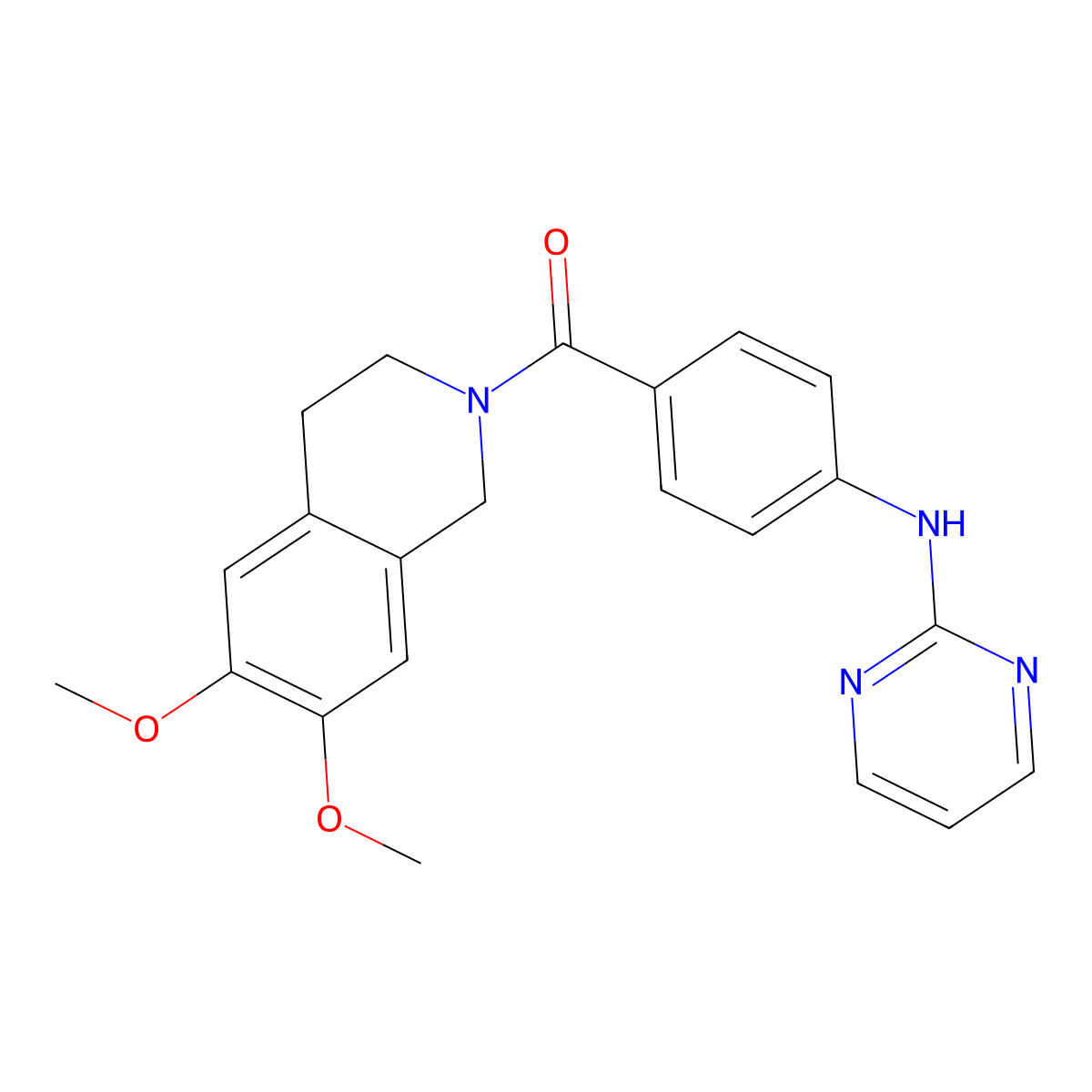 (6,7-dimethoxy-3,4-dihydroisoquinolin-2(1H)-yl)[4-(pyrimidin-2-ylamino)phenyl]methanone molecular structure, CAS 1401582-76-0