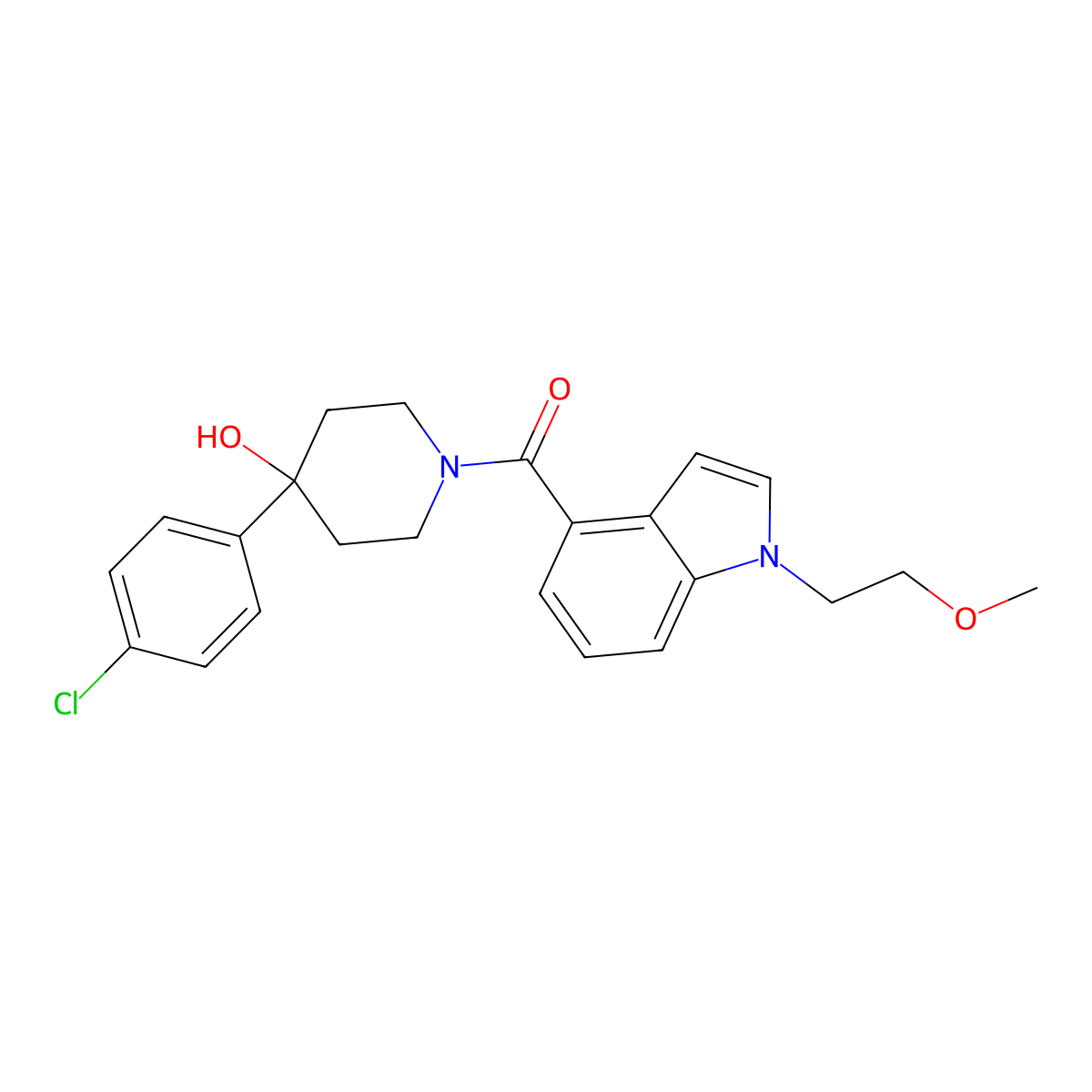 [4-(4-chlorophenyl)-4-hydroxypiperidin-1-yl][1-(2-methoxyethyl)-1H-indol-4-yl]methanone molecular structure, CAS 1401582-81-7