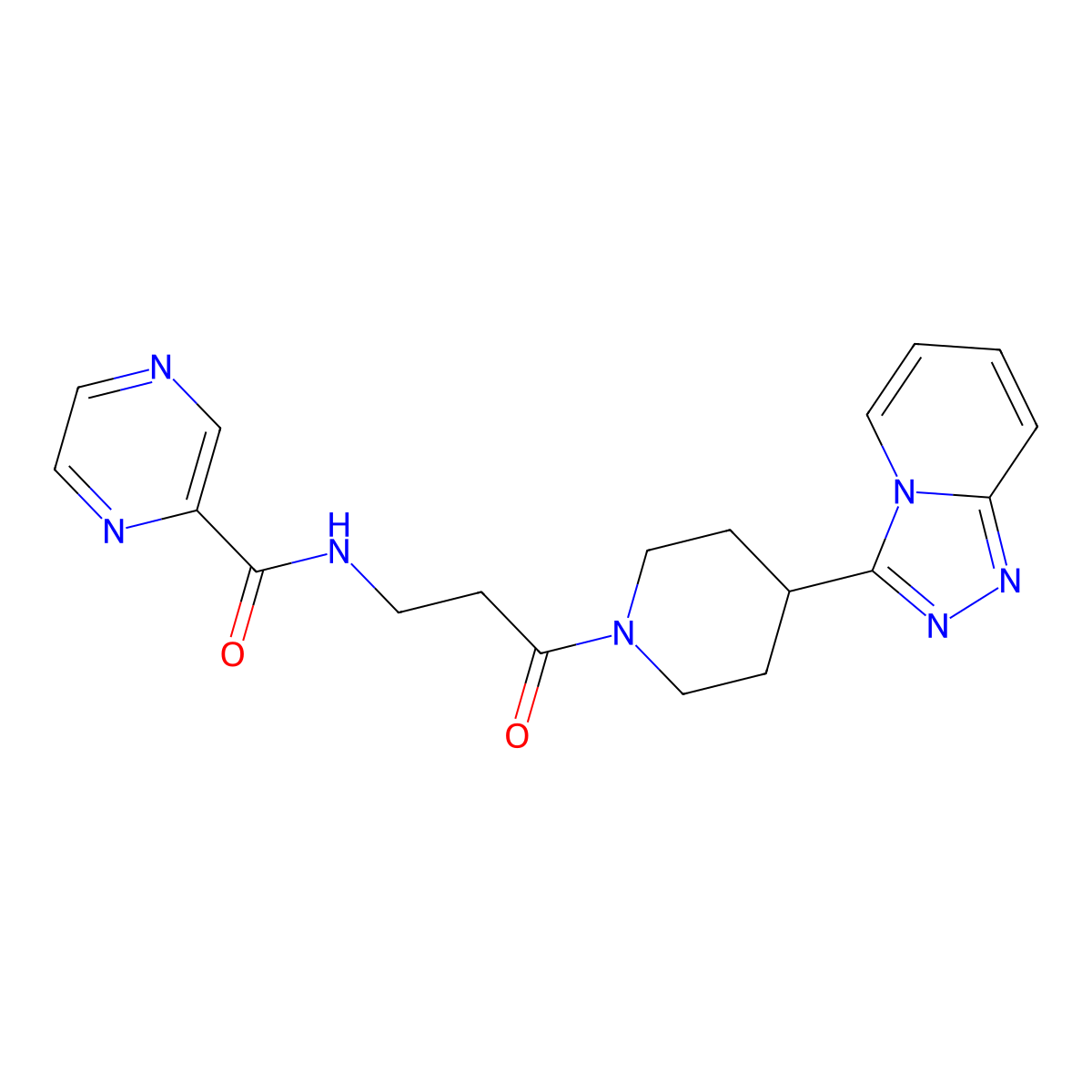 N-(3-(4-([1,2,4]triazolo[4,3-a]pyridin-3-yl)piperidin-1-yl)-3-oxopropyl)pyrazine-2-carboxamide molecular structure, CAS 1401582-84-0