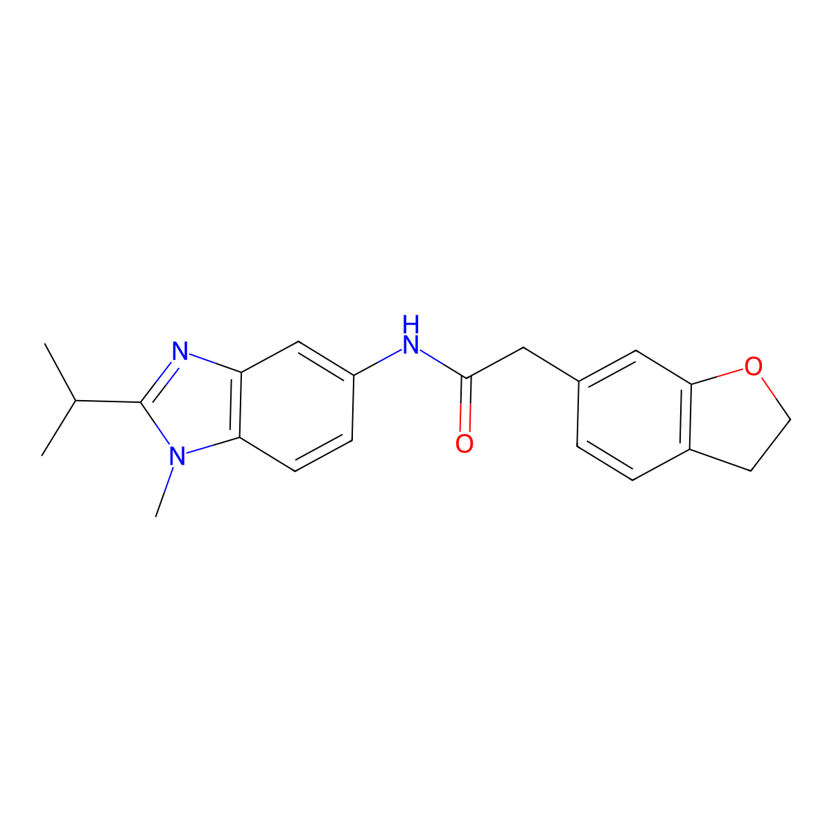 2-(2,3-dihydro-1-benzofuran-6-yl)-N-[1-methyl-2-(propan-2-yl)-1H-benzimidazol-5-yl]acetamide molecular structure, CAS 1401582-95-3