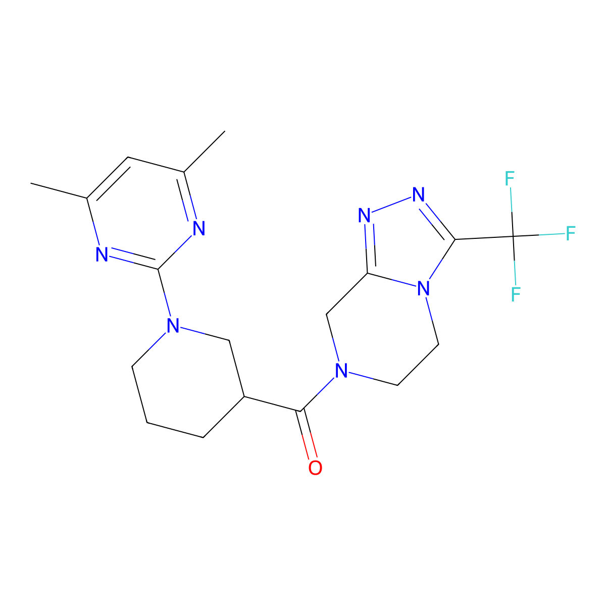 [1-(4,6-dimethyl-2-pyrimidinyl)-3-piperidyl][3-(trifluoromethyl)-5,6-dihydro[1,2,4]triazolo[4,3-a]pyrazin-7(8H)-yl]methanone molecular structure, CAS 1401583-18-3