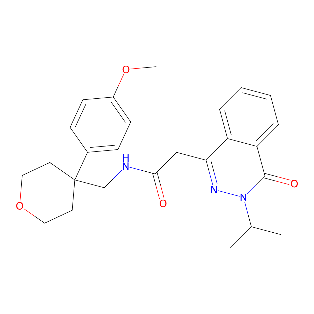 N-{[4-(4-methoxyphenyl)tetrahydro-2H-pyran-4-yl]methyl}-2-[4-oxo-3-(propan-2-yl)-3,4-dihydrophthalazin-1-yl]acetamide molecular structure, CAS 1401583-19-4