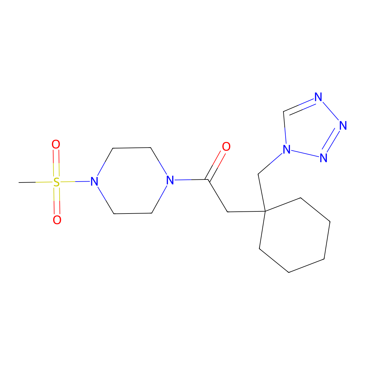 1-[4-(methylsulfonyl)piperazin-1-yl]-2-[1-(1H-tetrazol-1-ylmethyl)cyclohexyl]ethanone molecular structure, CAS 1401583-36-5