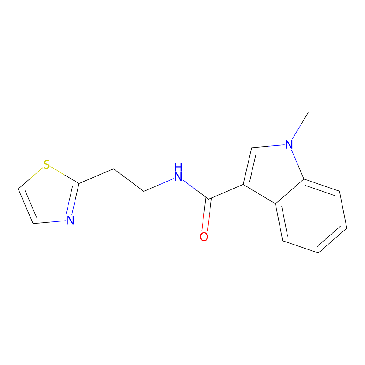 1-methyl-N-[2-(1,3-thiazol-2-yl)ethyl]-1H-indole-3-carboxamide molecular structure, CAS 1401583-39-8