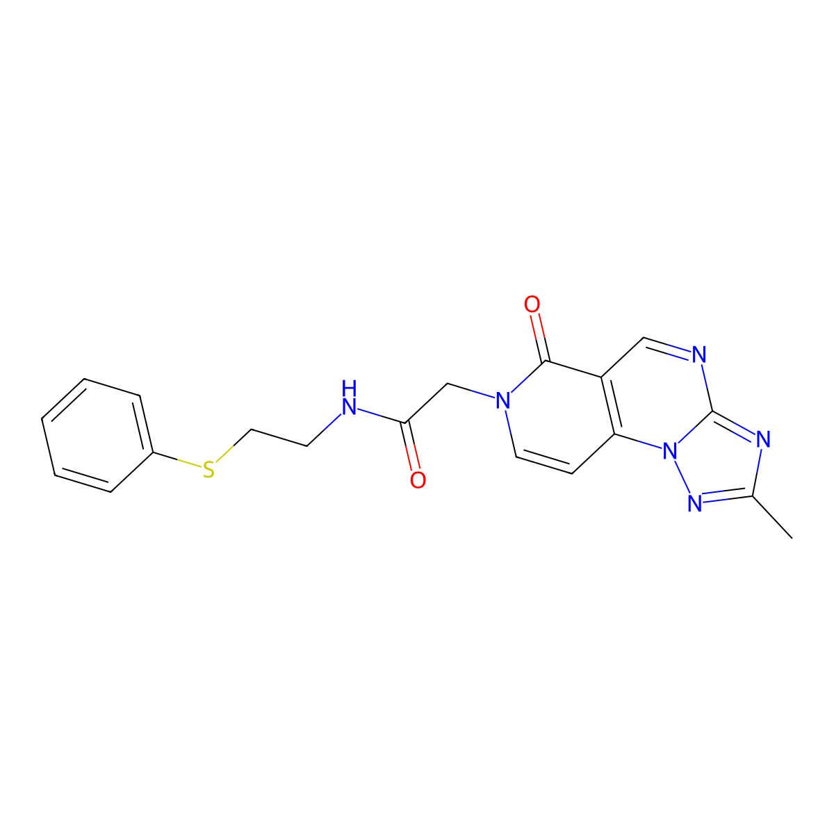 2-(2-methyl-6-oxopyrido[3,4-e][1,2,4]triazolo[1,5-a]pyrimidin-7(6H)-yl)-N-[2-(phenylsulfanyl)ethyl]acetamide molecular structure, CAS 1401583-49-0