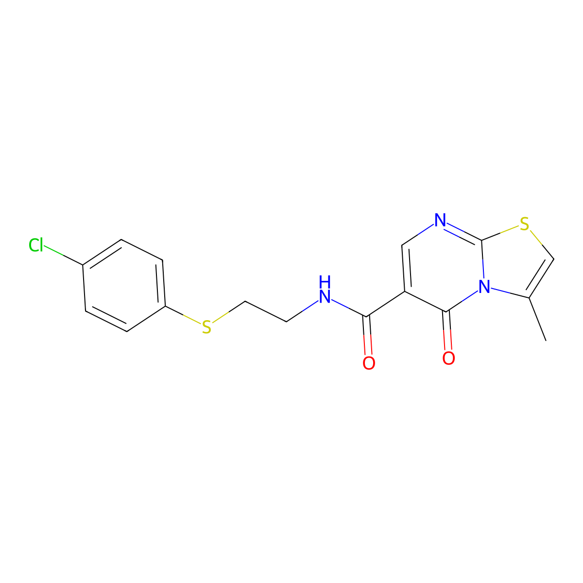 N-{2-[(4-chlorophenyl)sulfanyl]ethyl}-3-methyl-5-oxo-5H-[1,3]thiazolo[3,2-a]pyrimidine-6-carboxamide molecular structure, CAS 1401583-79-6