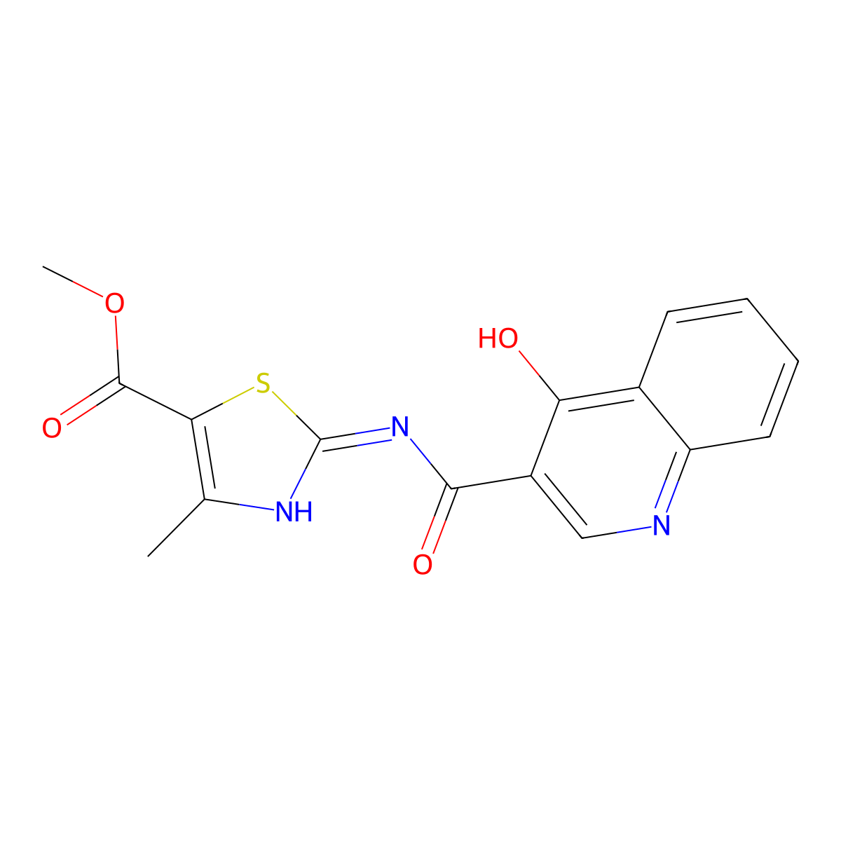 Methyl 2-{[(4-hydroxyquinolin-3-yl)carbonyl]amino}-4-methyl-1,3-thiazole-5-carboxylate molecular structure, CAS 1401583-93-4
