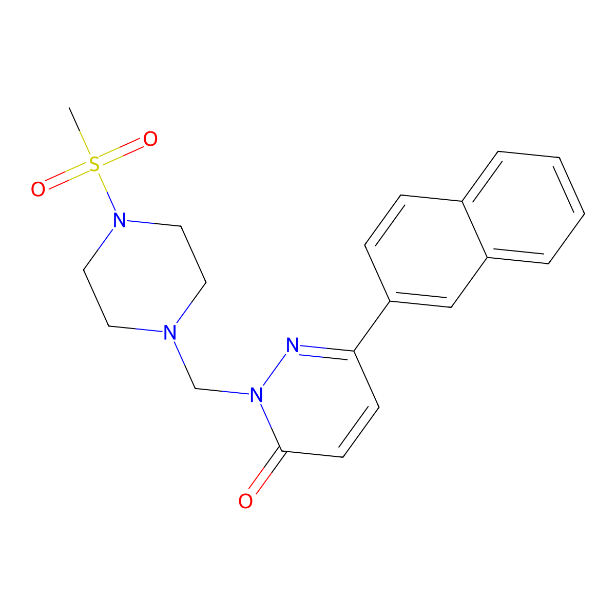 2-{[4-(methylsulfonyl)piperazin-1-yl]methyl}-6-(naphthalen-2-yl)pyridazin-3(2H)-one molecular structure, CAS 1401583-95-6