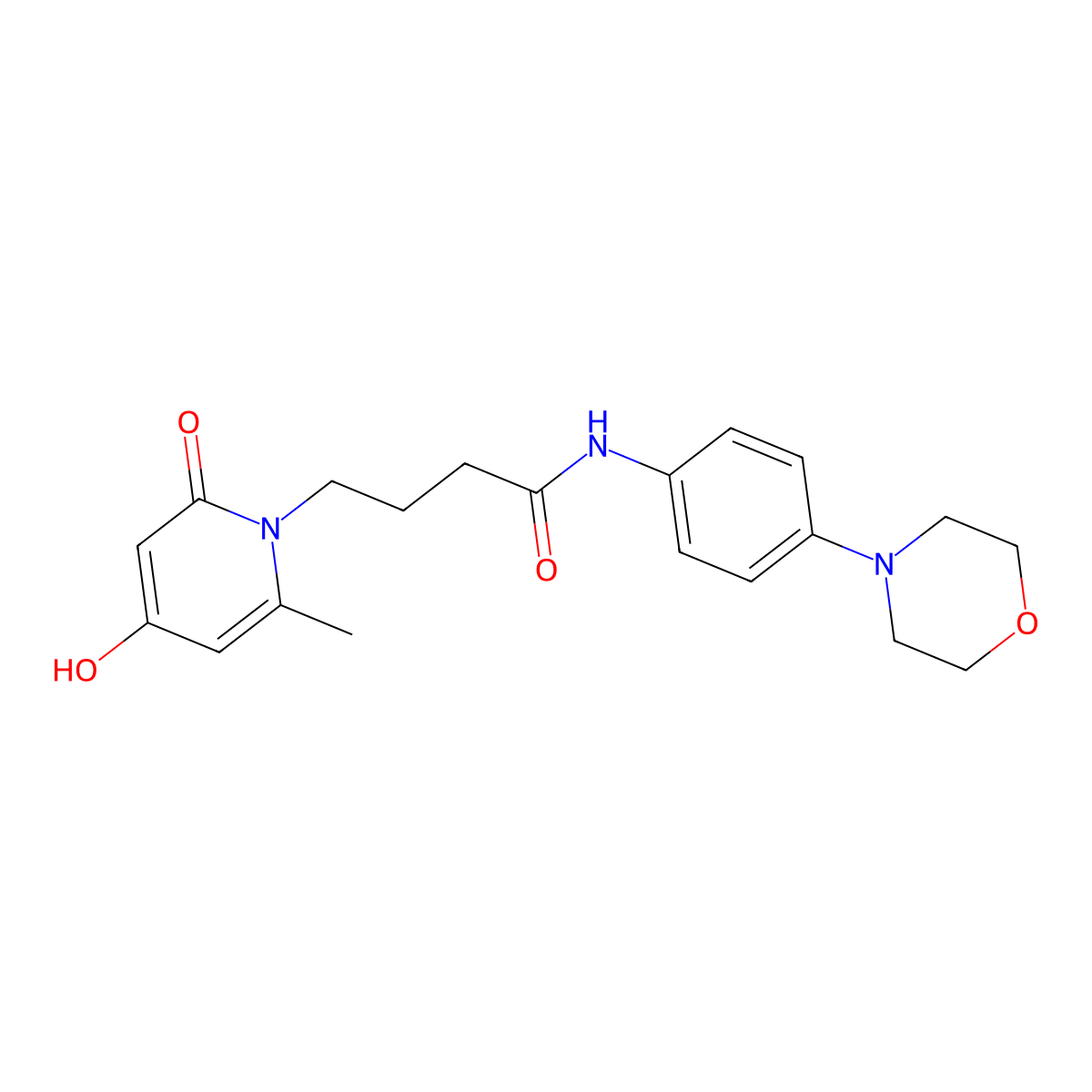 4-[4-hydroxy-2-methyl-6-oxo-1(6H)-pyridinyl]-N-(4-morpholinophenyl)butanamide molecular structure, CAS 1401584-06-2