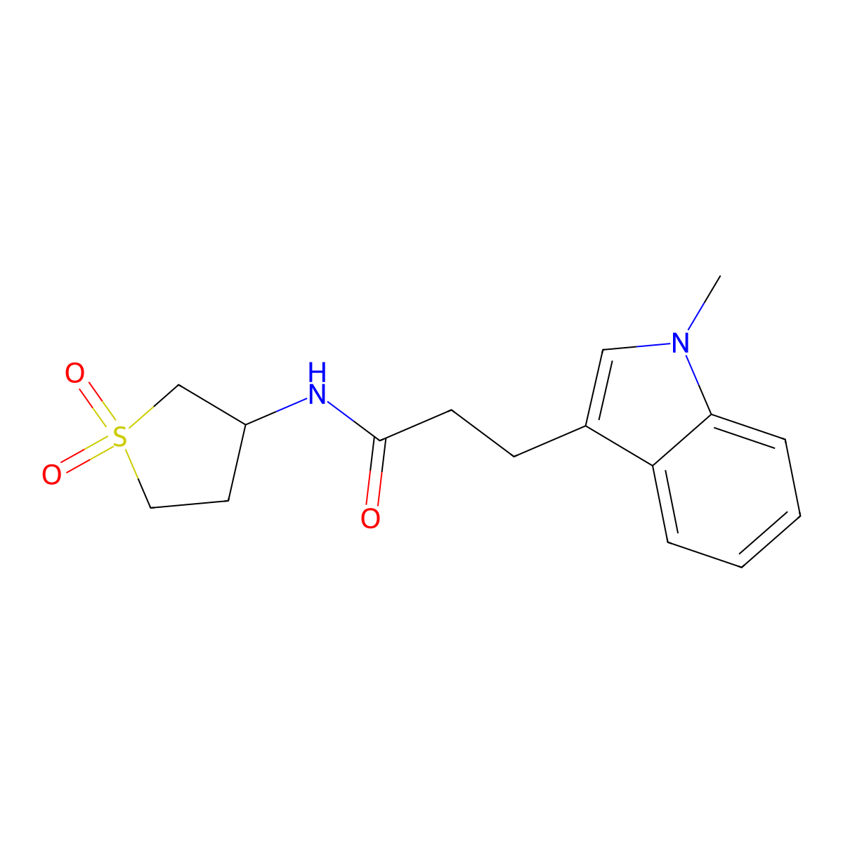 N-(1,1-dioxidotetrahydrothiophen-3-yl)-3-(1-methyl-1H-indol-3-yl)propanamide molecular structure, CAS 1401584-09-5