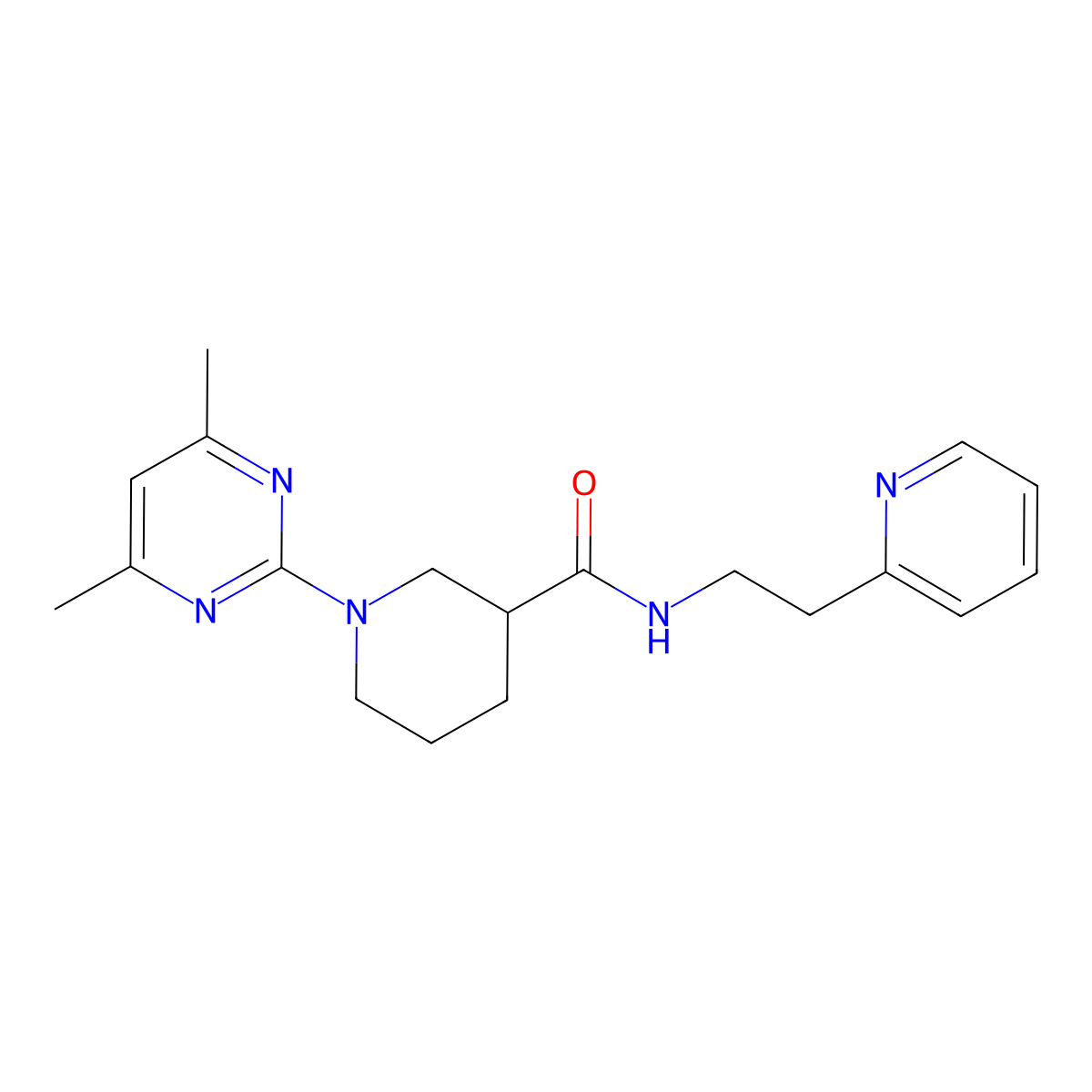 1-(4,6-dimethyl-2-pyrimidinyl)-N-[2-(2-pyridyl)ethyl]-3-piperidinecarboxamide molecular structure, CAS 1401584-12-0