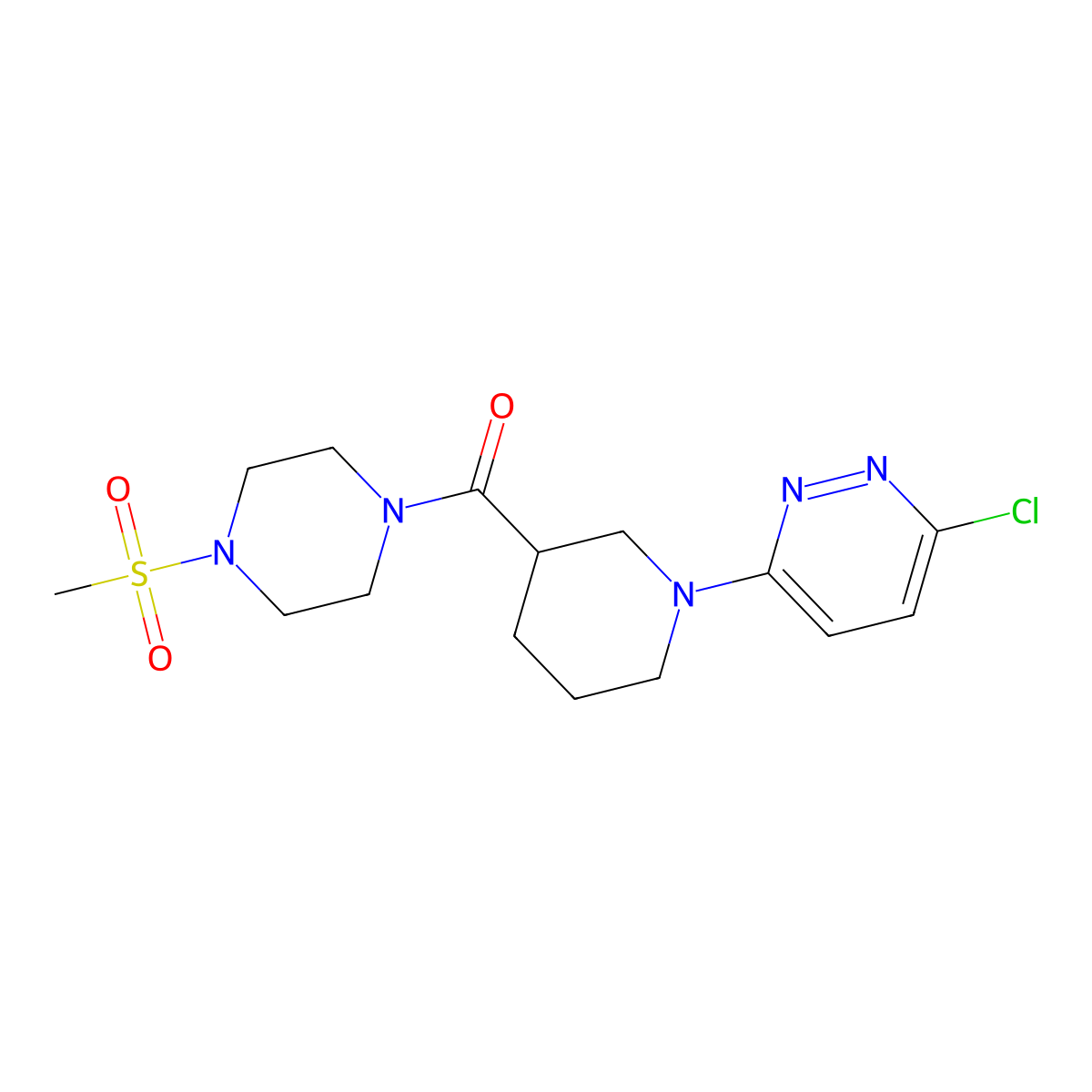 (1-(6-Chloropyridazin-3-yl)piperidin-3-yl)(4-(methylsulfonyl)piperazin-1-yl)methanone molecular structure, CAS 1401584-19-7