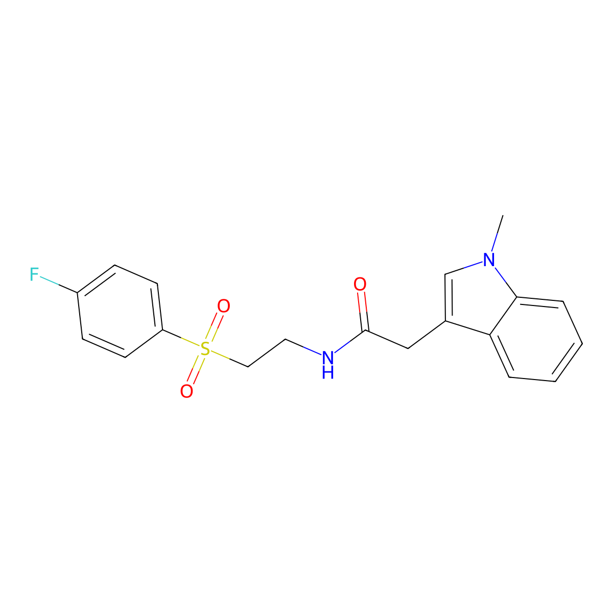 N-{2-[(4-fluorophenyl)sulfonyl]ethyl}-2-(1-methyl-1H-indol-3-yl)acetamide molecular structure, CAS 1401584-22-2