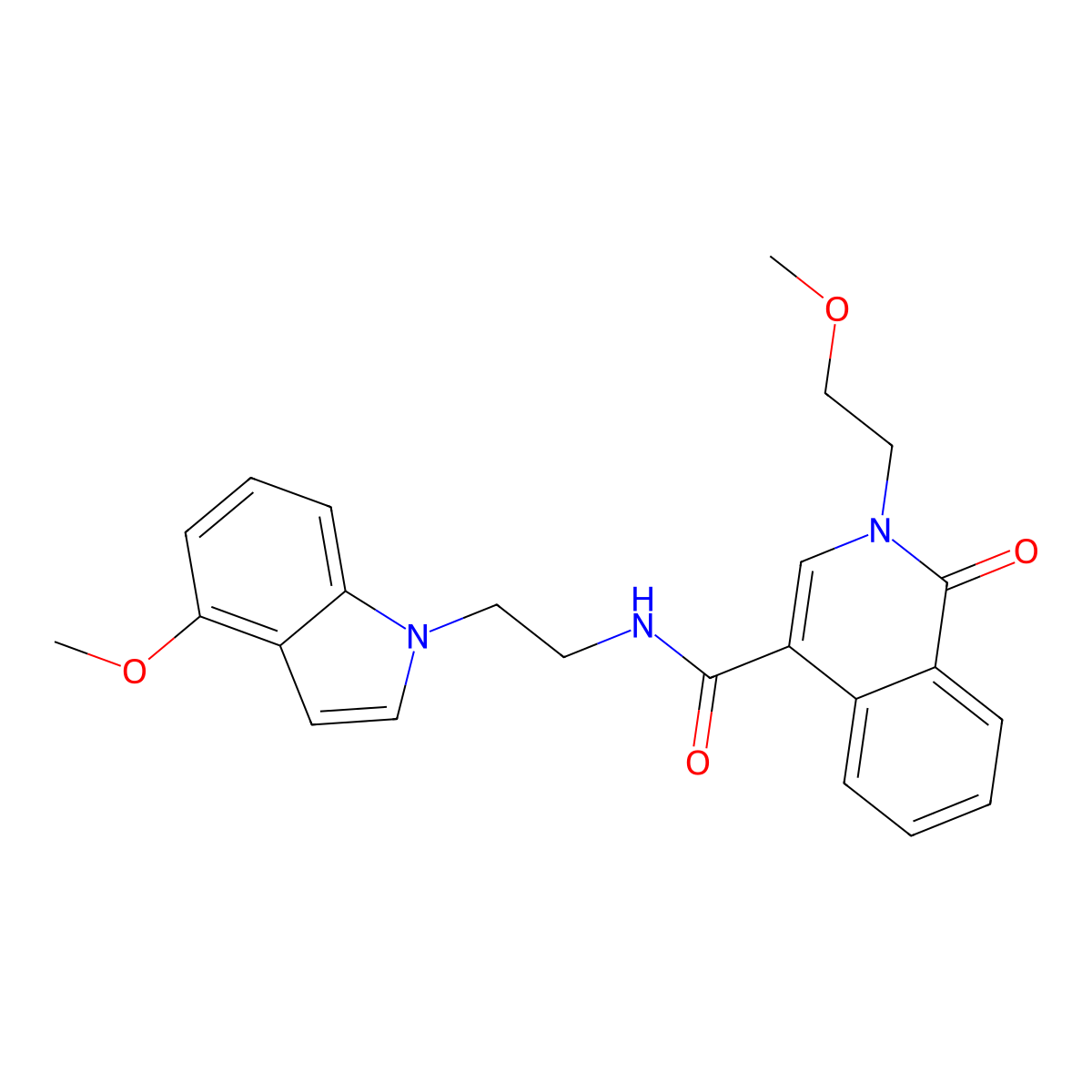 2-(2-methoxyethyl)-N-[2-(4-methoxy-1H-indol-1-yl)ethyl]-1-oxo-1,2-dihydro-4-isoquinolinecarboxamide molecular structure, CAS 1401584-24-4