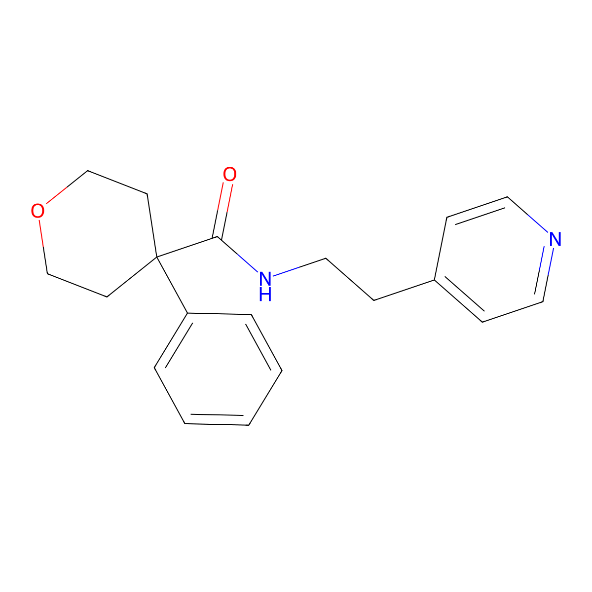 4-phenyl-N-[2-(4-pyridyl)ethyl]tetrahydro-2H-pyran-4-carboxamide molecular structure, CAS 1401584-25-5