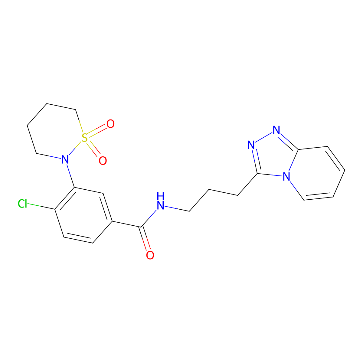 4-chloro-3-(1,1-dioxido-1,2-thiazinan-2-yl)-N-[3-([1,2,4]triazolo[4,3-a]pyridin-3-yl)propyl]benzamide molecular structure, CAS 1401584-33-5