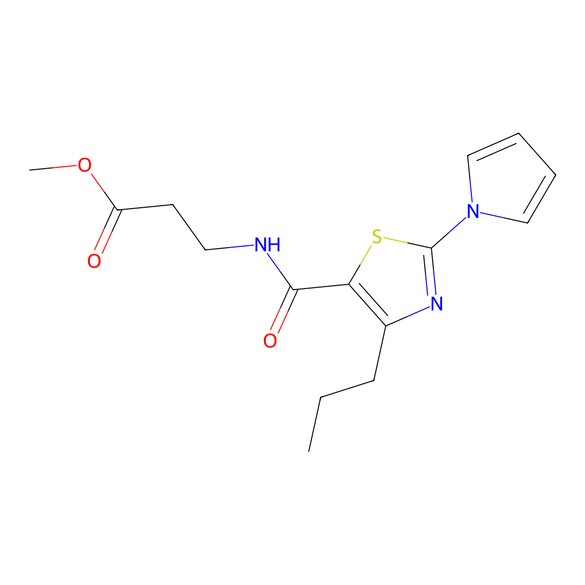 methyl N-{[4-propyl-2-(1H-pyrrol-1-yl)-1,3-thiazol-5-yl]carbonyl}-beta-alaninate molecular structure, CAS 1401584-47-1