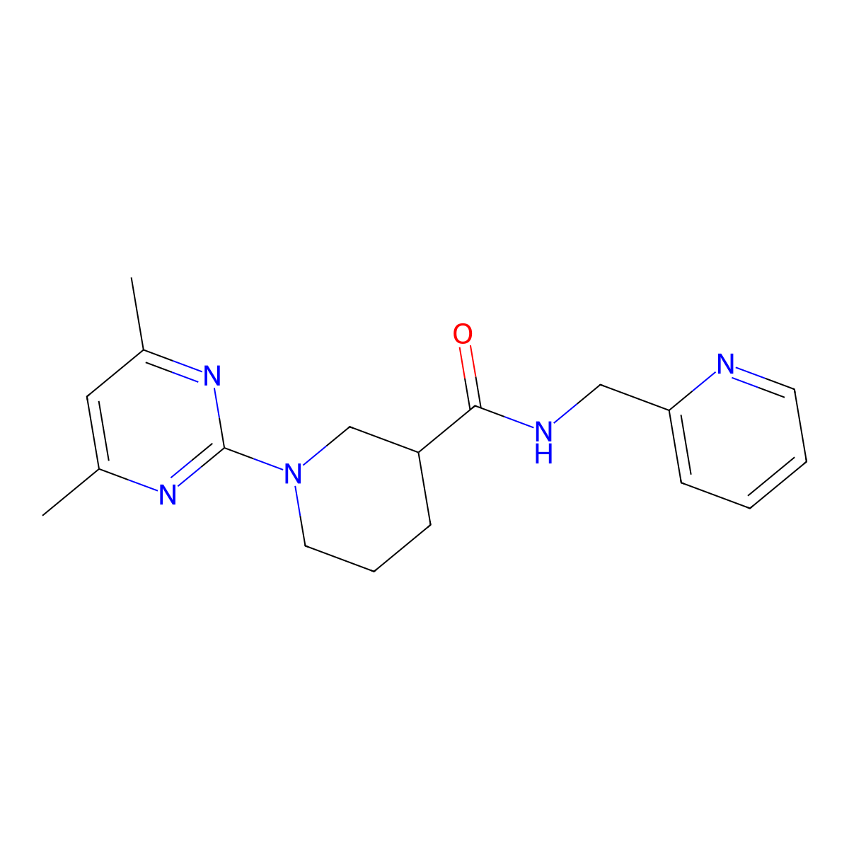 1-(4,6-dimethyl-2-pyrimidinyl)-N-(2-pyridylmethyl)-3-piperidinecarboxamide molecular structure, CAS 1401584-62-0