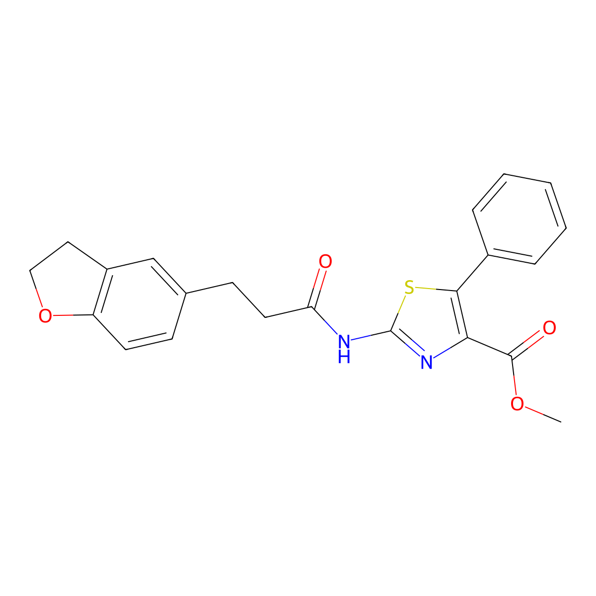 methyl (2E)-2-{[3-(2,3-dihydro-1-benzofuran-5-yl)propanoyl]imino}-5-phenyl-2,3-dihydro-1,3-thiazole-4-carboxylate molecular structure, CAS 1401584-91-5