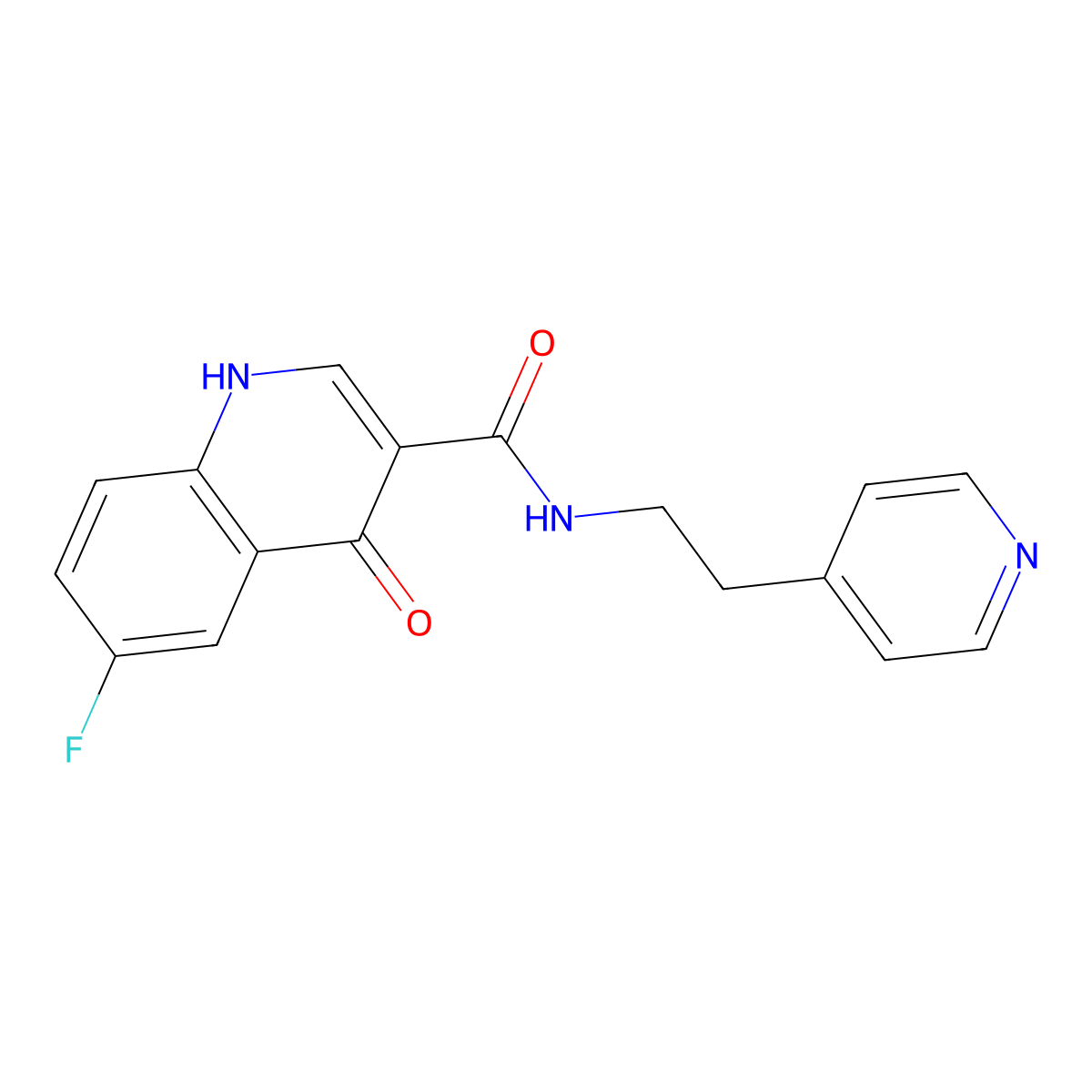 6-fluoro-4-hydroxy-N-(2-(pyridin-4-yl)ethyl)quinoline-3-carboxamide molecular structure, CAS 1401584-92-6
