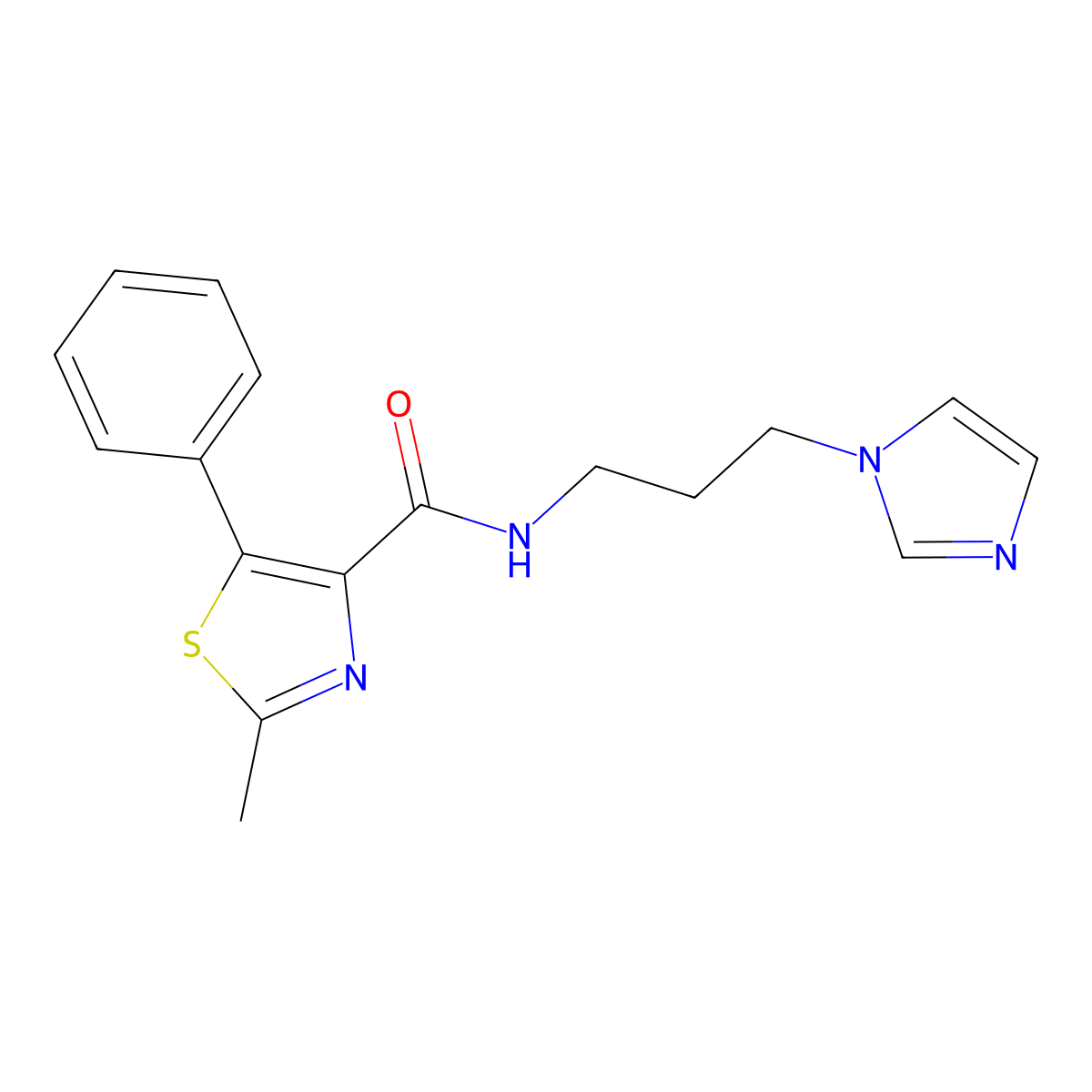 N-(3-(1H-imidazol-1-yl)propyl)-2-methyl-5-phenylthiazole-4-carboxamide molecular structure, CAS 1401585-06-5