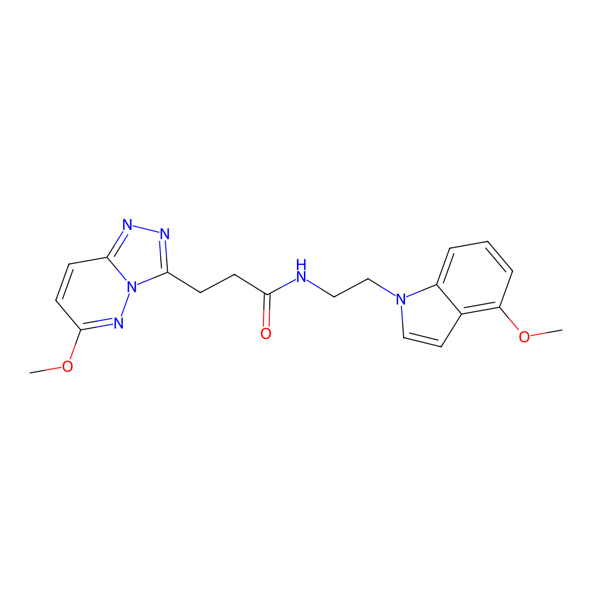 N-[2-(4-methoxy-1H-indol-1-yl)ethyl]-3-(6-methoxy[1,2,4]triazolo[4,3-b]pyridazin-3-yl)propanamide molecular structure, CAS 1401585-24-7