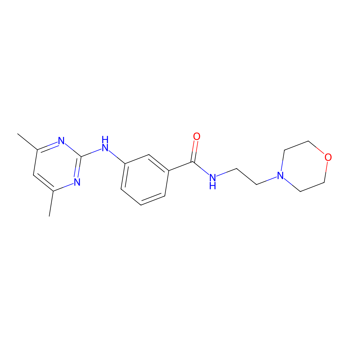 3-((4,6-dimethylpyrimidin-2-yl)amino)-N-(2-morpholinoethyl)benzamide molecular structure, CAS 1401585-26-9