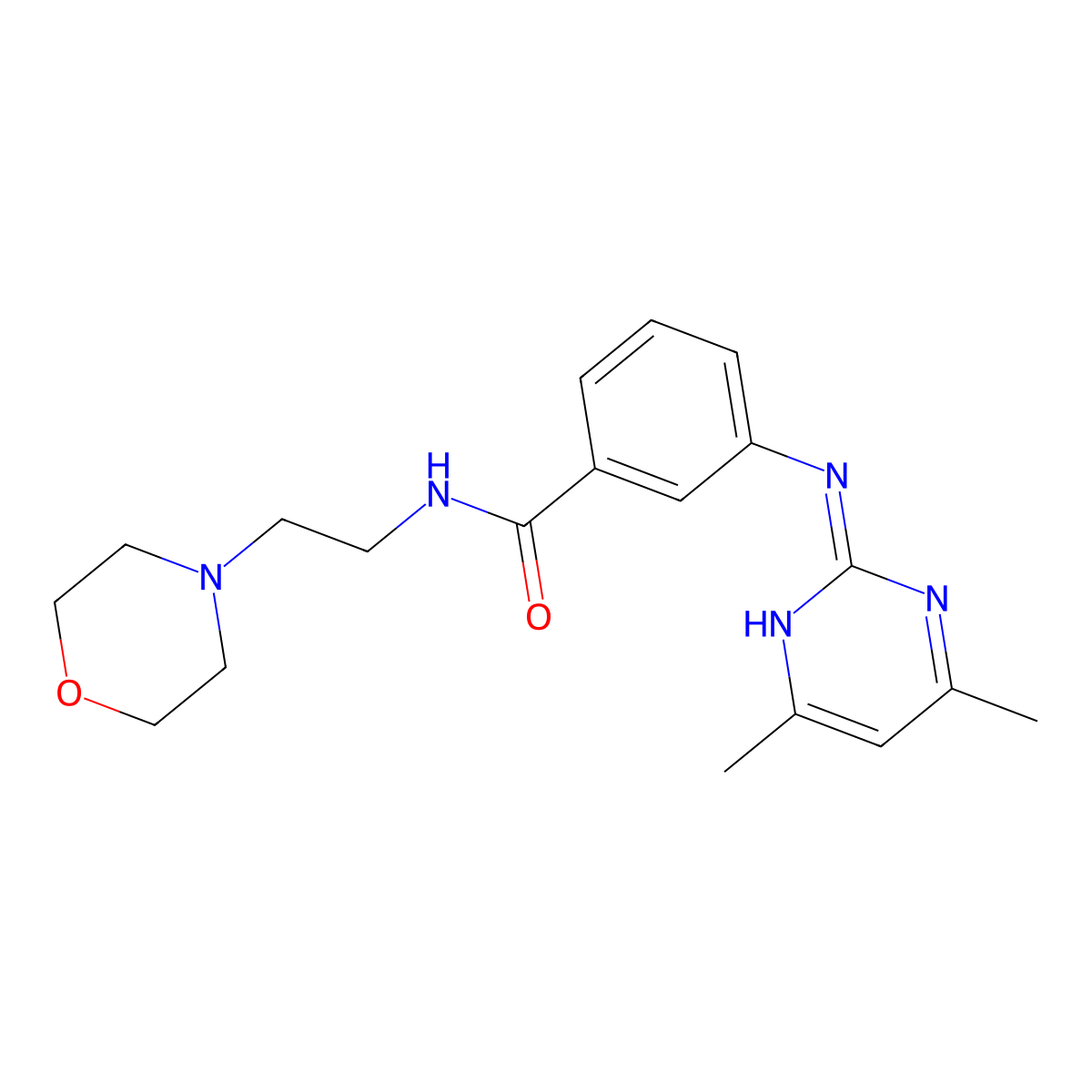3-((4,6-dimethylpyrimidin-2-yl)amino)-N-(2-morpholinoethyl)benzamide molecular structure, CAS 1401585-26-9
