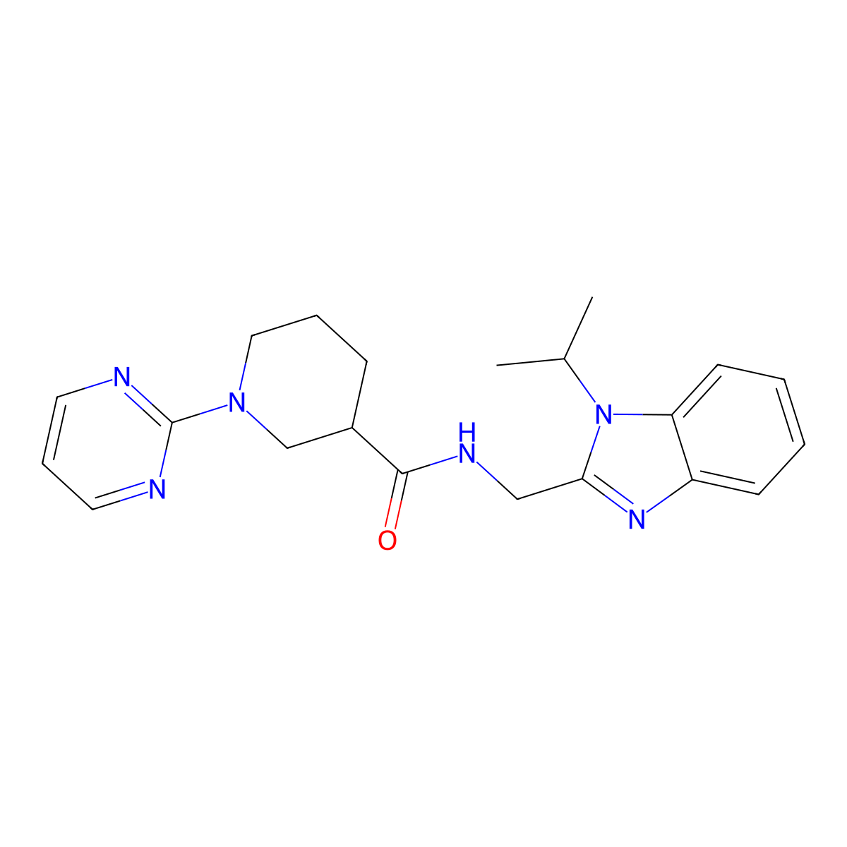 N-[(1-isopropyl-1H-1,3-benzimidazol-2-yl)methyl]-1-(2-pyrimidinyl)-3-piperidinecarboxamide molecular structure, CAS 1401585-39-4