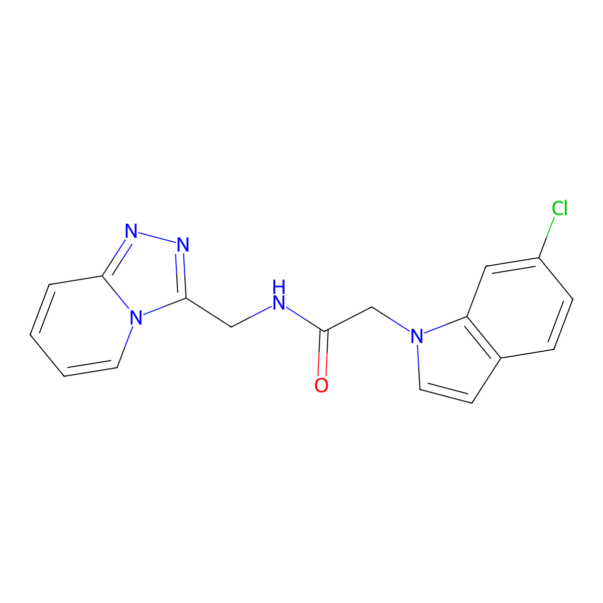 2-(6-chloro-1H-indol-1-yl)-N-([1,2,4]triazolo[4,3-a]pyridin-3-ylmethyl)acetamide molecular structure, CAS 1401585-42-9