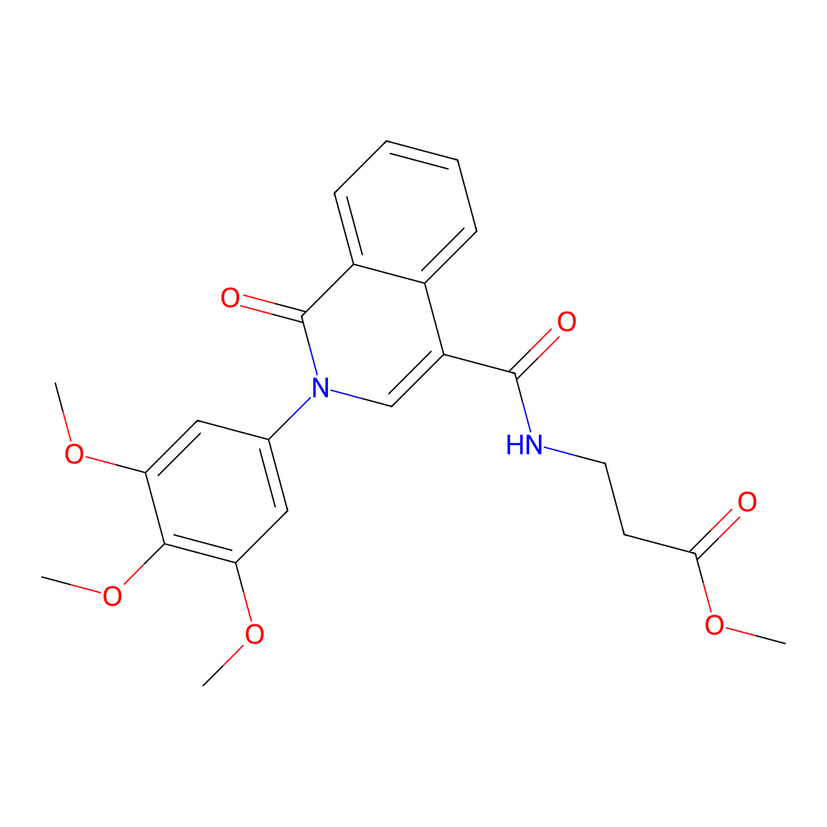methyl N-{[1-oxo-2-(3,4,5-trimethoxyphenyl)-1,2-dihydroisoquinolin-4-yl]carbonyl}-beta-alaninate molecular structure, CAS 1401585-48-5