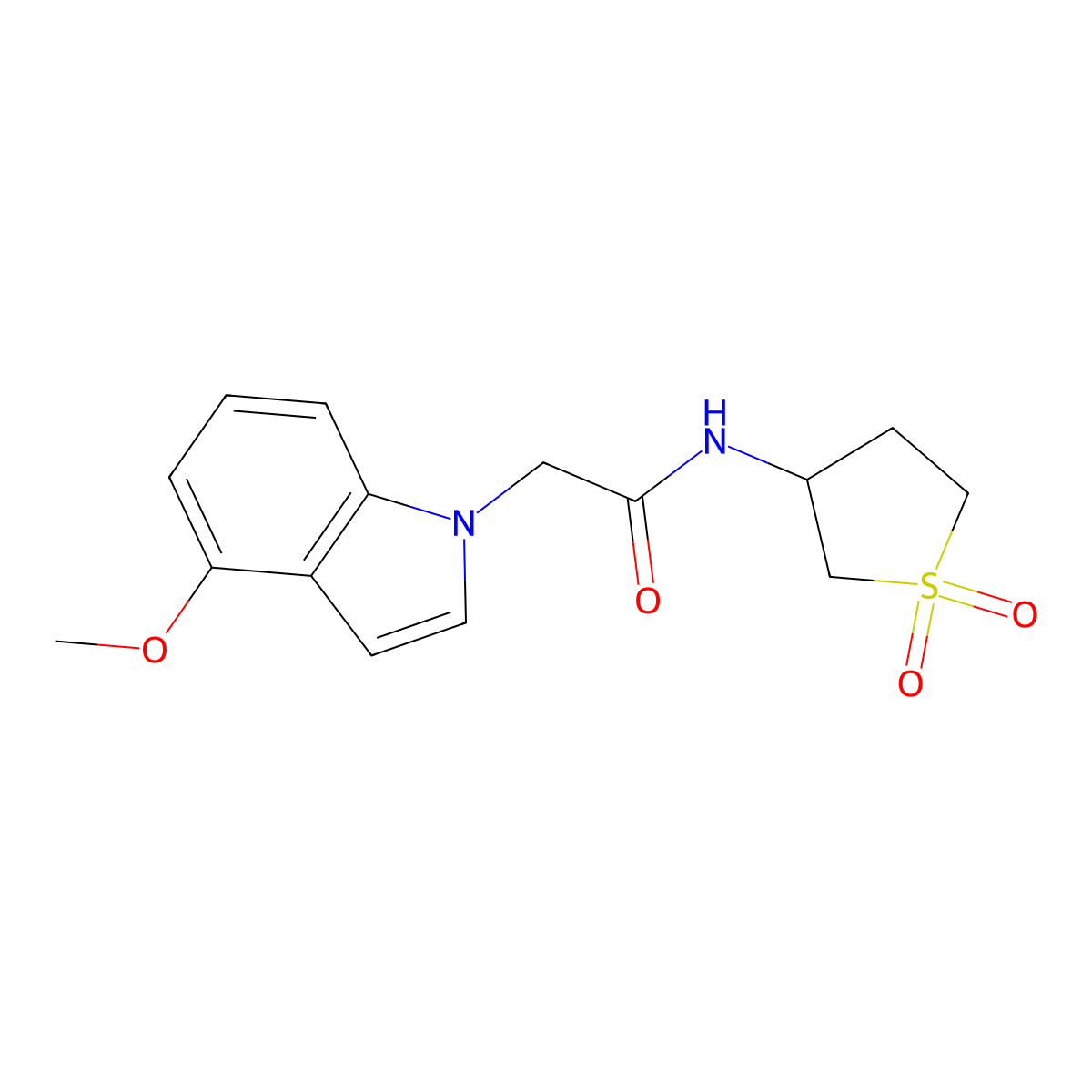 N-(1,1-dioxidotetrahydrothiophen-3-yl)-2-(4-methoxy-1H-indol-1-yl)acetamide molecular structure, CAS 1401585-51-0