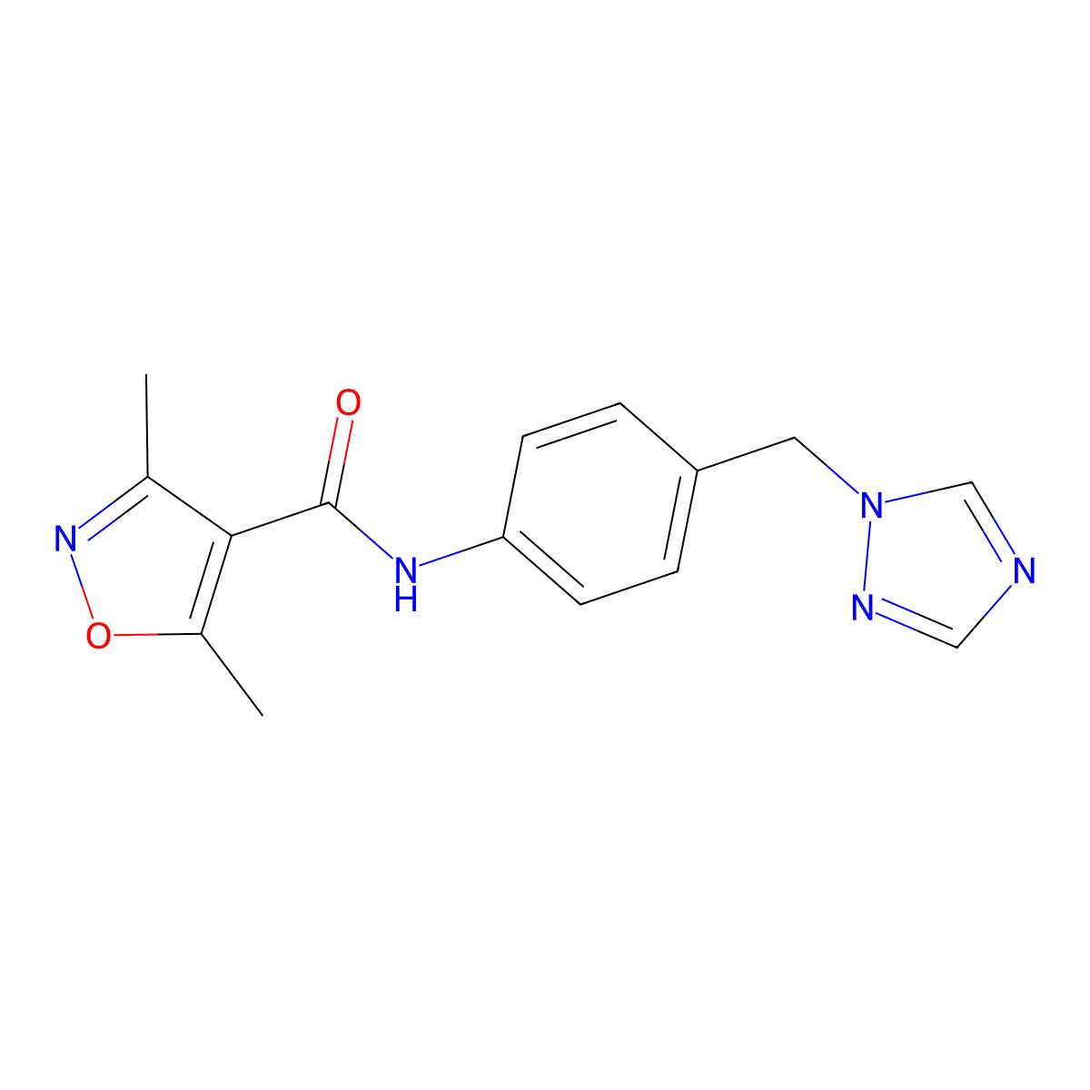 3,5-dimethyl-N-[4-(1H-1,2,4-triazol-1-ylmethyl)phenyl]-1,2-oxazole-4-carboxamide molecular structure, CAS 1401585-53-2