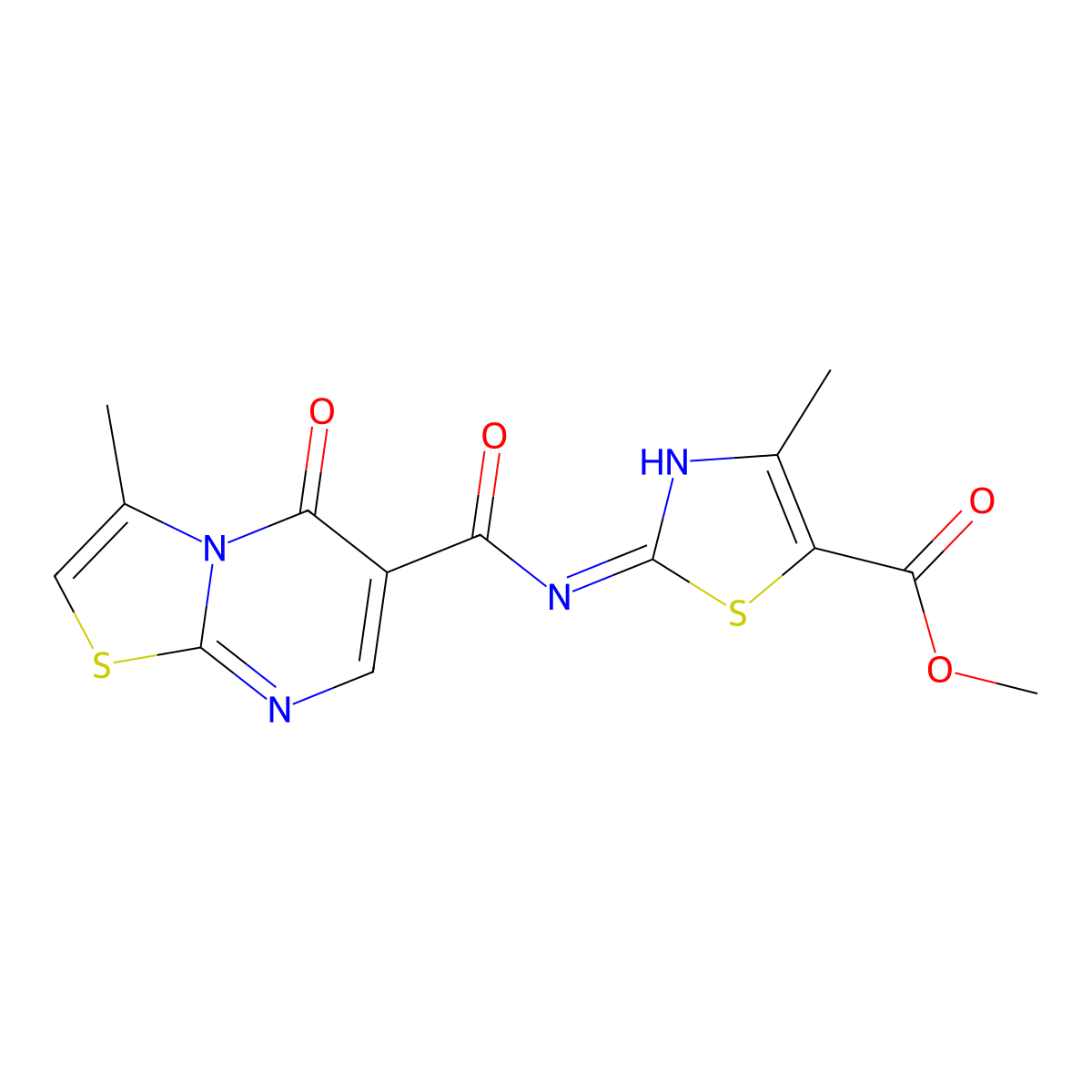 methyl 4-methyl-2-{[(3-methyl-5-oxo-5H-[1,3]thiazolo[3,2-a]pyrimidin-6-yl)carbonyl]amino}-1,3-thiazole-5-carboxylate molecular structure, CAS 1401585-67-8