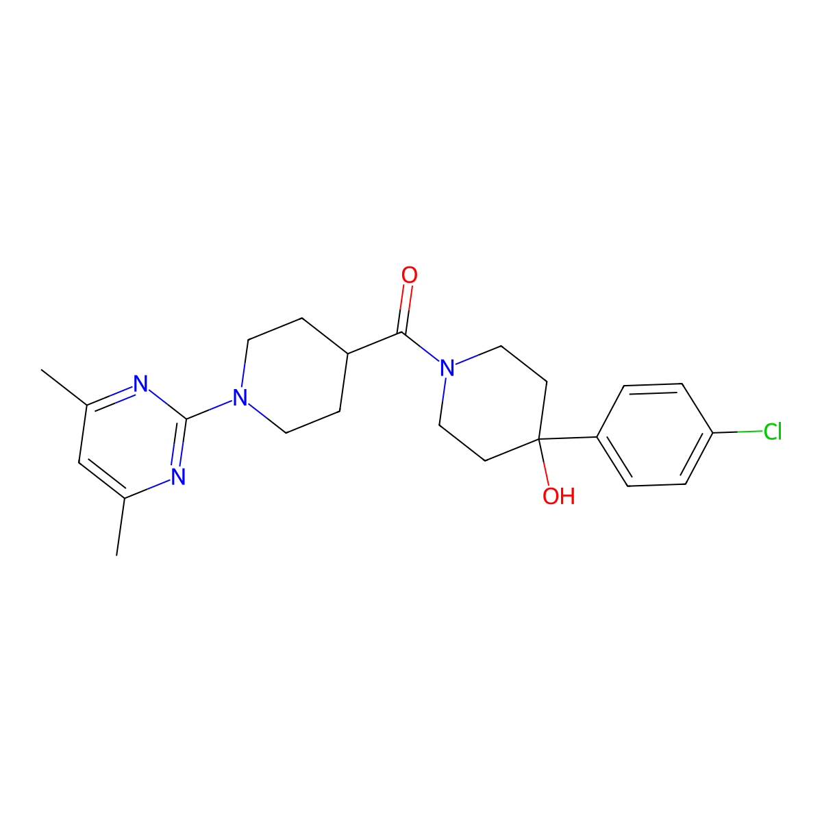 [4-(4-Chlorophenyl)-4-hydroxypiperidin-1-yl][1-(4,6-dimethylpyrimidin-2-yl)piperidin-4-yl]methanone molecular structure, CAS 1401585-74-7