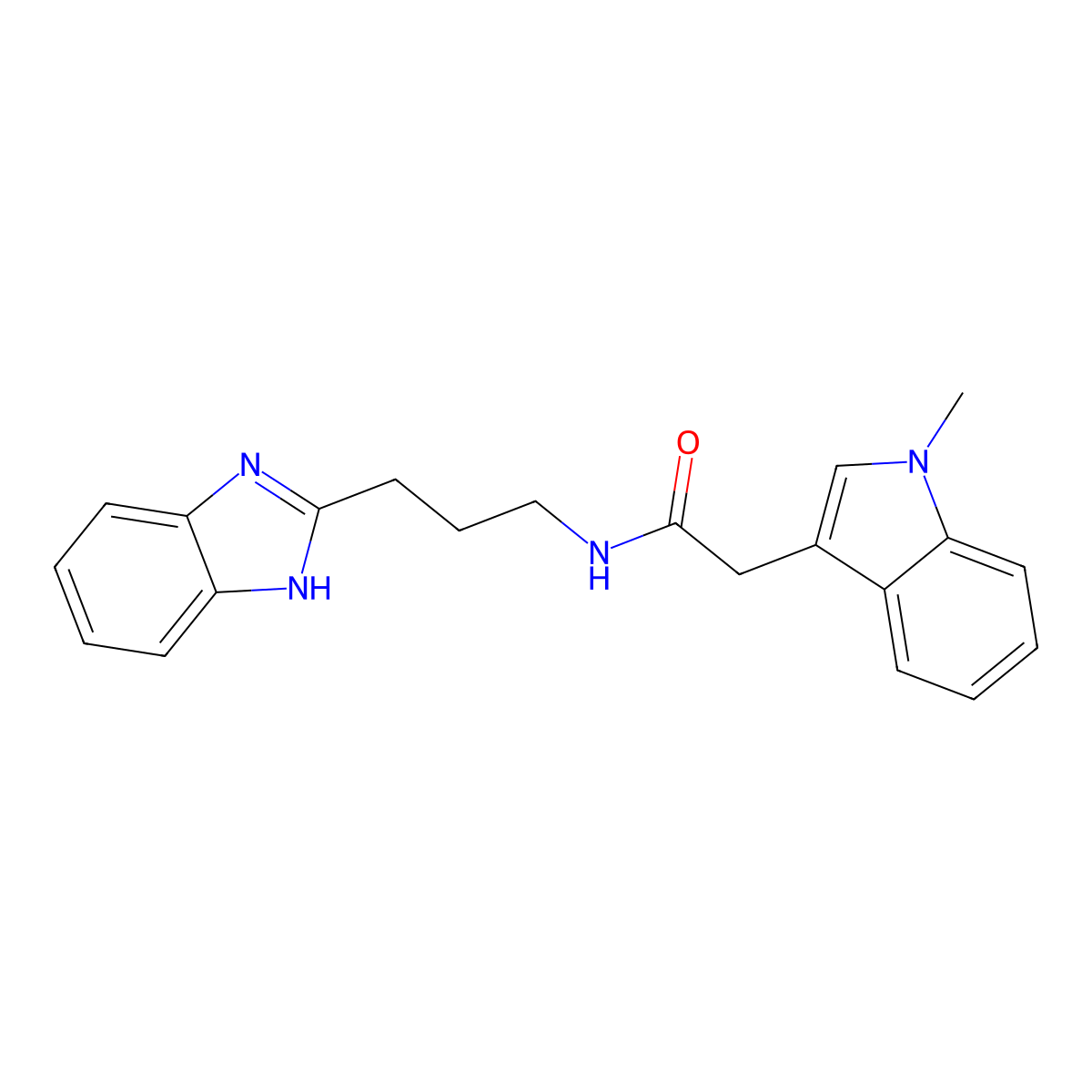 N-[3-(1H-benzimidazol-2-yl)propyl]-2-(1-methyl-1H-indol-3-yl)acetamide molecular structure, CAS 1401585-77-0