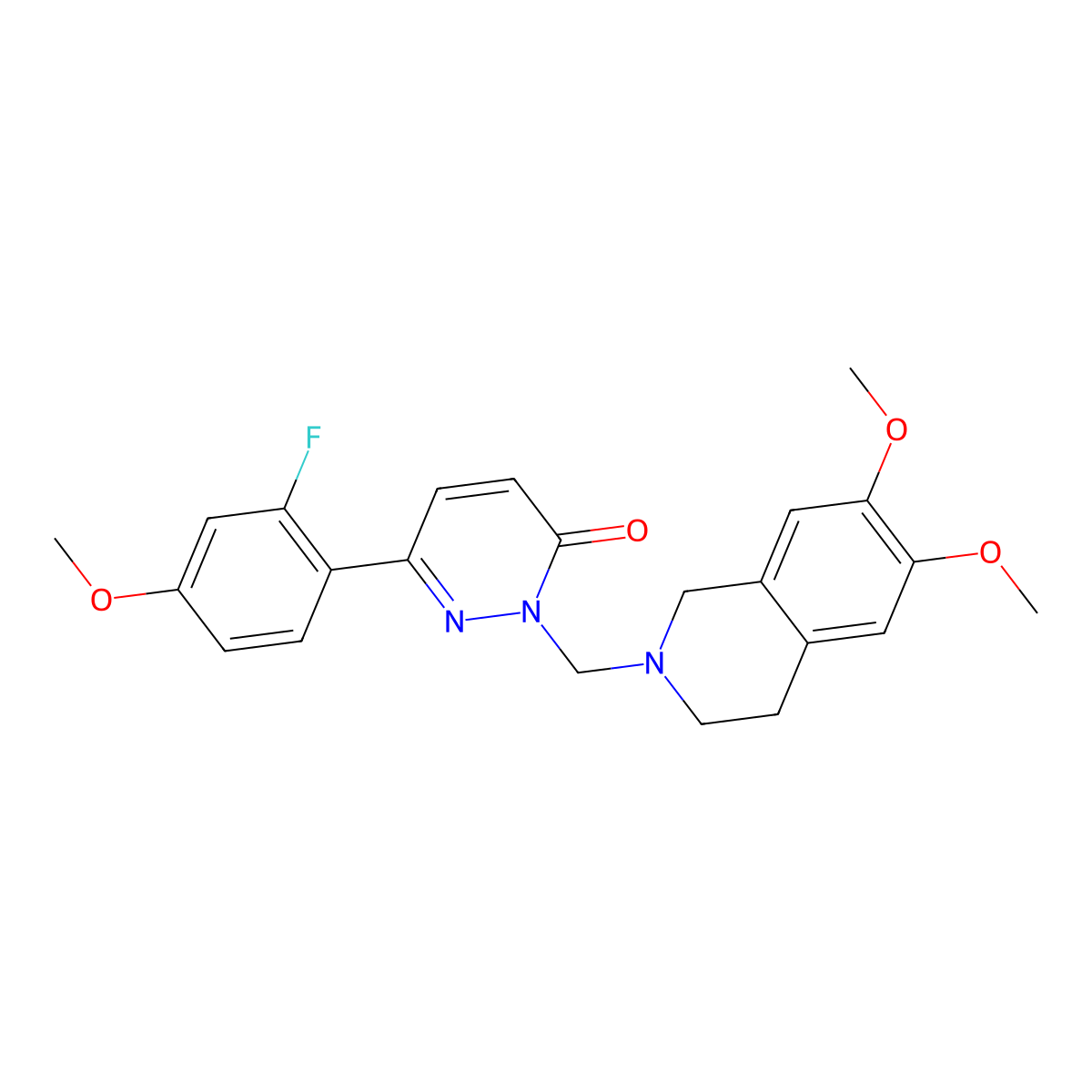 2-[(6,7-dimethoxy-3,4-dihydroisoquinolin-2(1H)-yl)methyl]-6-(2-fluoro-4-methoxyphenyl)pyridazin-3(2H)-one molecular structure, CAS 1401585-79-2