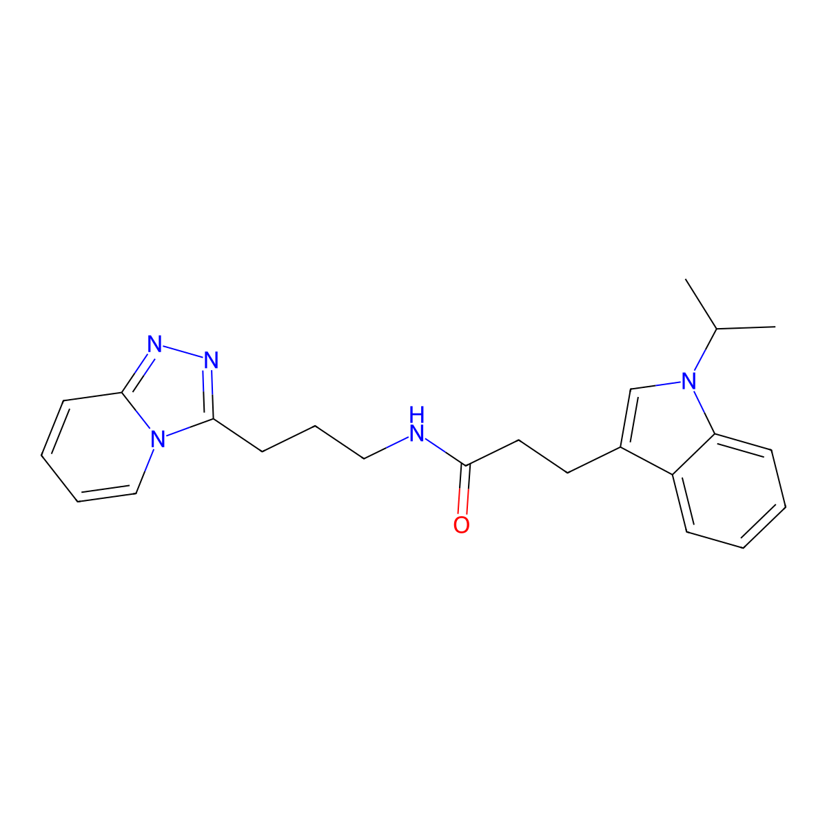 N-(3-([1,2,4]triazolo[4,3-a]pyridin-3-yl)propyl)-3-(1-isopropyl-1H-indol-3-yl)propanamide molecular structure, CAS 1401585-81-6