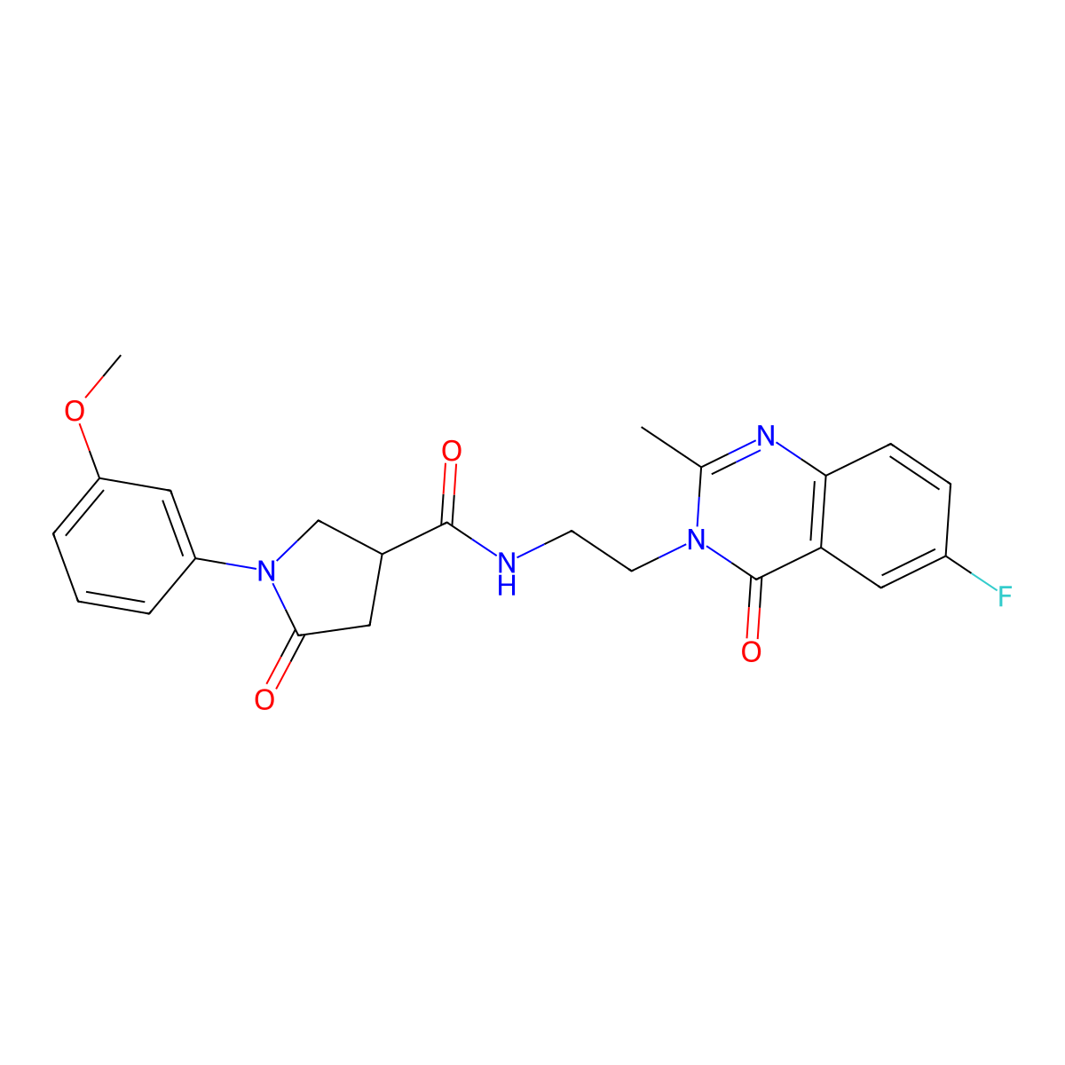 N-[2-(6-fluoro-2-methyl-4-oxoquinazolin-3(4H)-yl)ethyl]-1-(3-methoxyphenyl)-5-oxopyrrolidine-3-carboxamide molecular structure, CAS 1401585-93-0