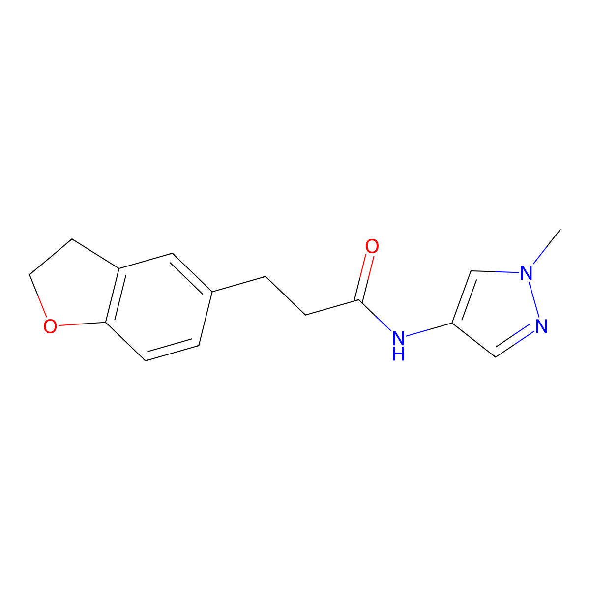 3-(2,3-dihydro-1-benzofuran-5-yl)-N-(1-methyl-1H-pyrazol-4-yl)propanamide molecular structure, CAS 1401585-96-3
