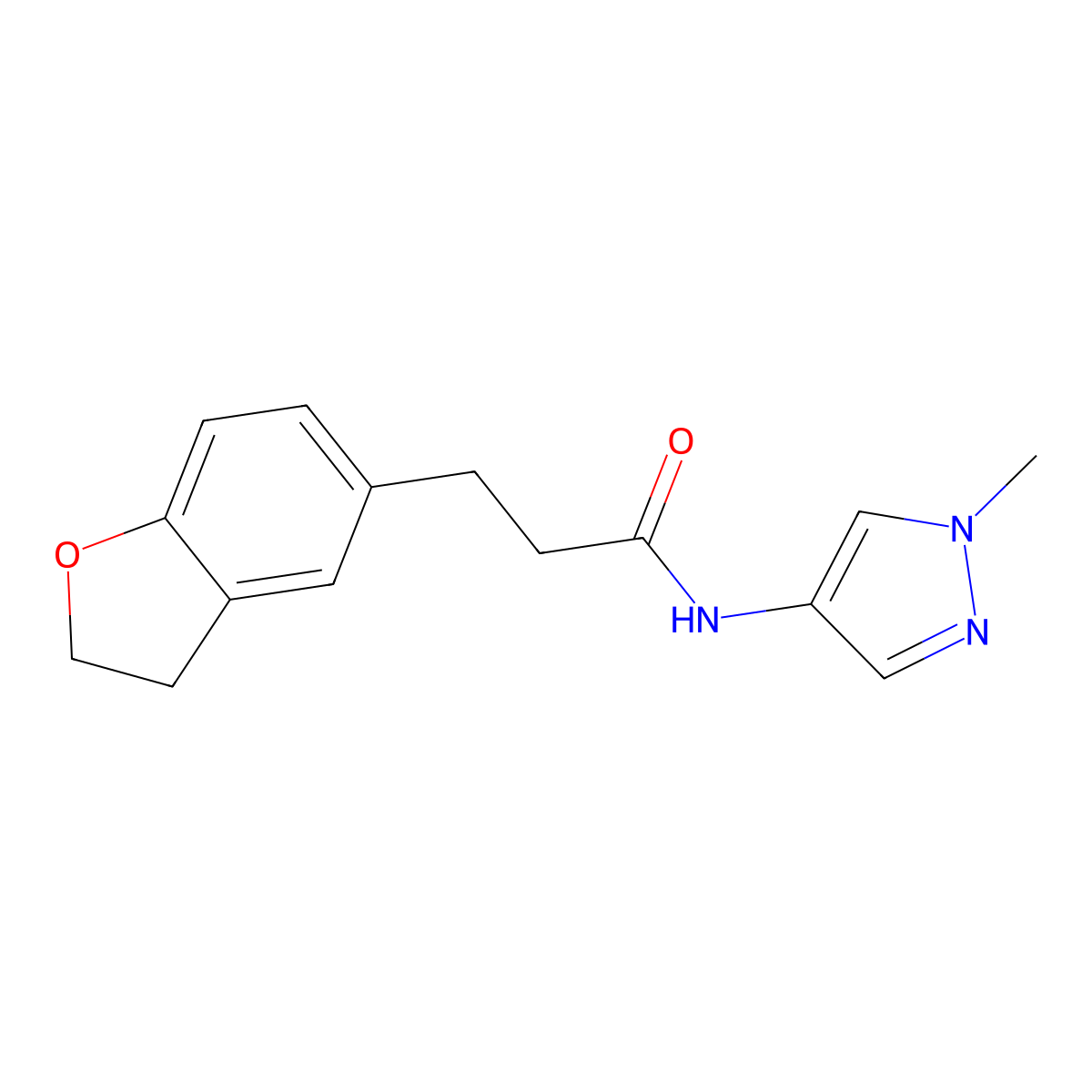 3-(2,3-dihydro-1-benzofuran-5-yl)-N-(1-methyl-1H-pyrazol-4-yl)propanamide molecular structure, CAS 1401585-96-3