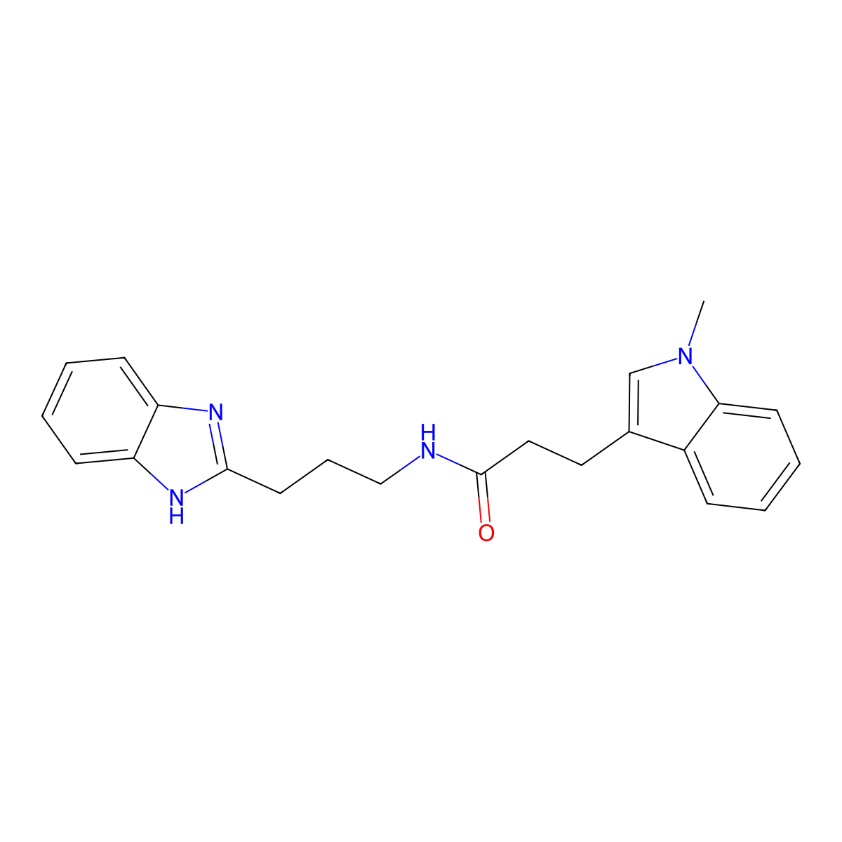 N-[3-(1H-benzimidazol-2-yl)propyl]-3-(1-methyl-1H-indol-3-yl)propanamide molecular structure, CAS 1401585-98-5