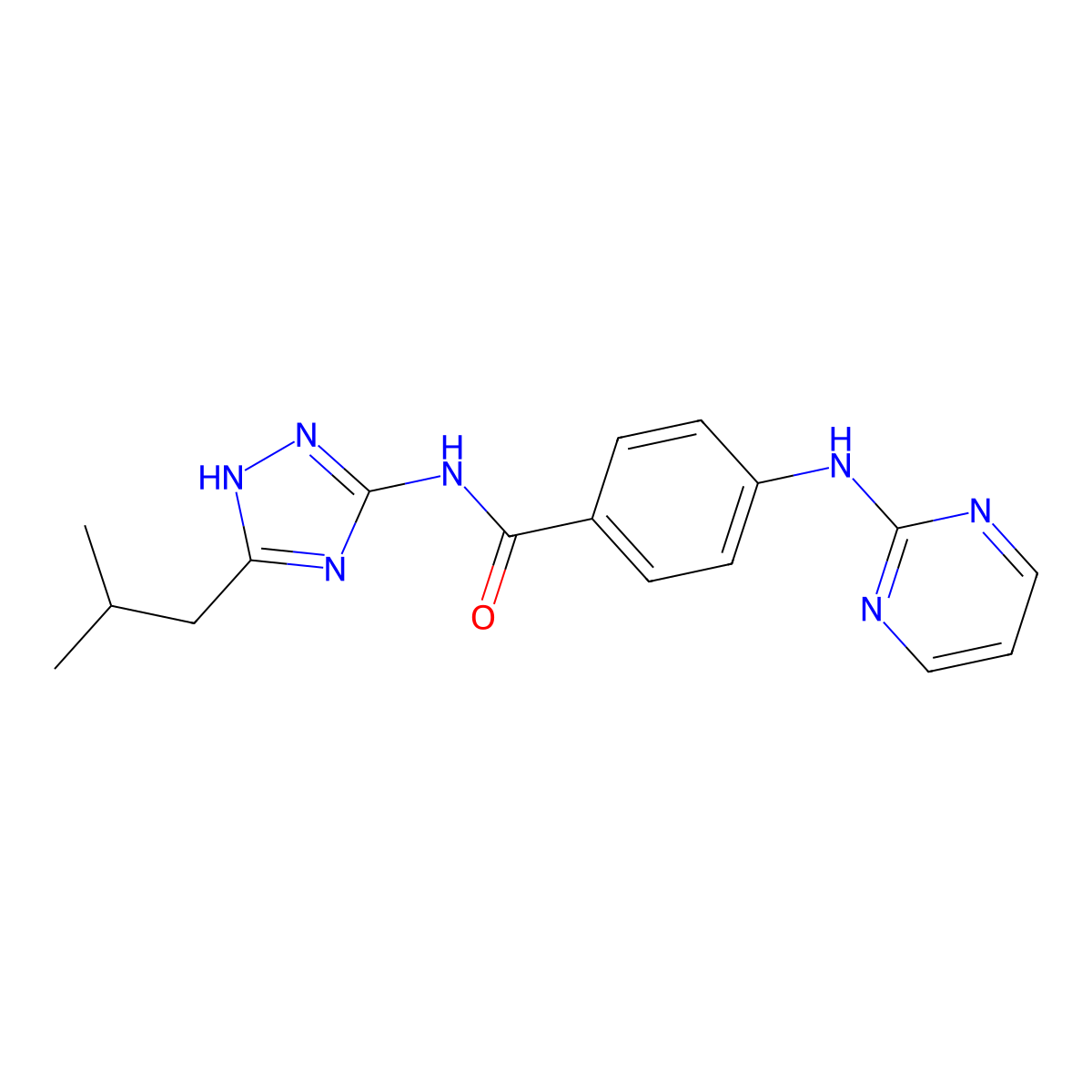 N-[3-(2-methylpropyl)-1H-1,2,4-triazol-5-yl]-4-(pyrimidin-2-ylamino)benzamide molecular structure, CAS 1401586-01-3