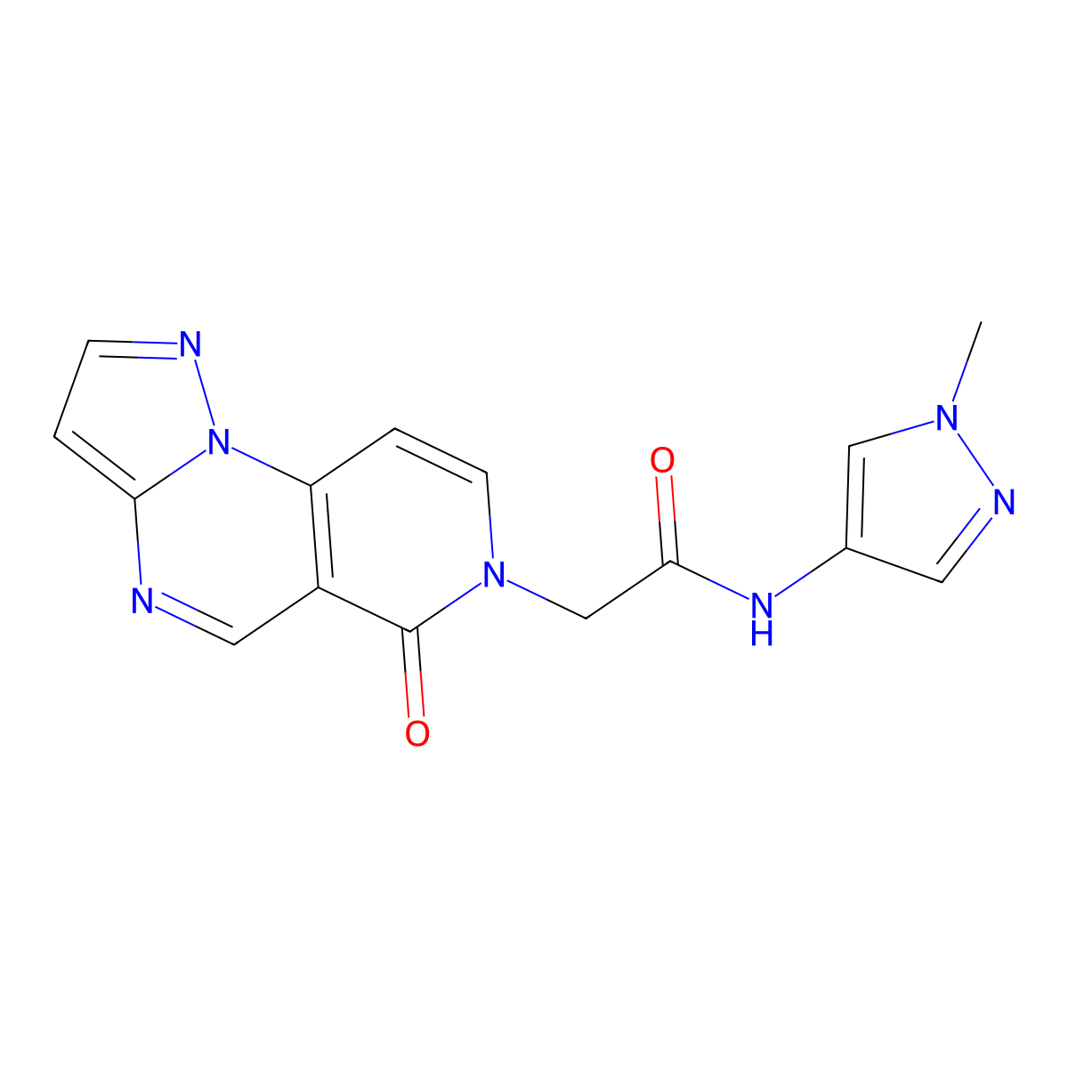 N-(1-methyl-1H-pyrazol-4-yl)-2-(6-oxopyrazolo[1,5-a]pyrido[3,4-e]pyrimidin-7(6H)-yl)acetamide molecular structure, CAS 1401586-03-5