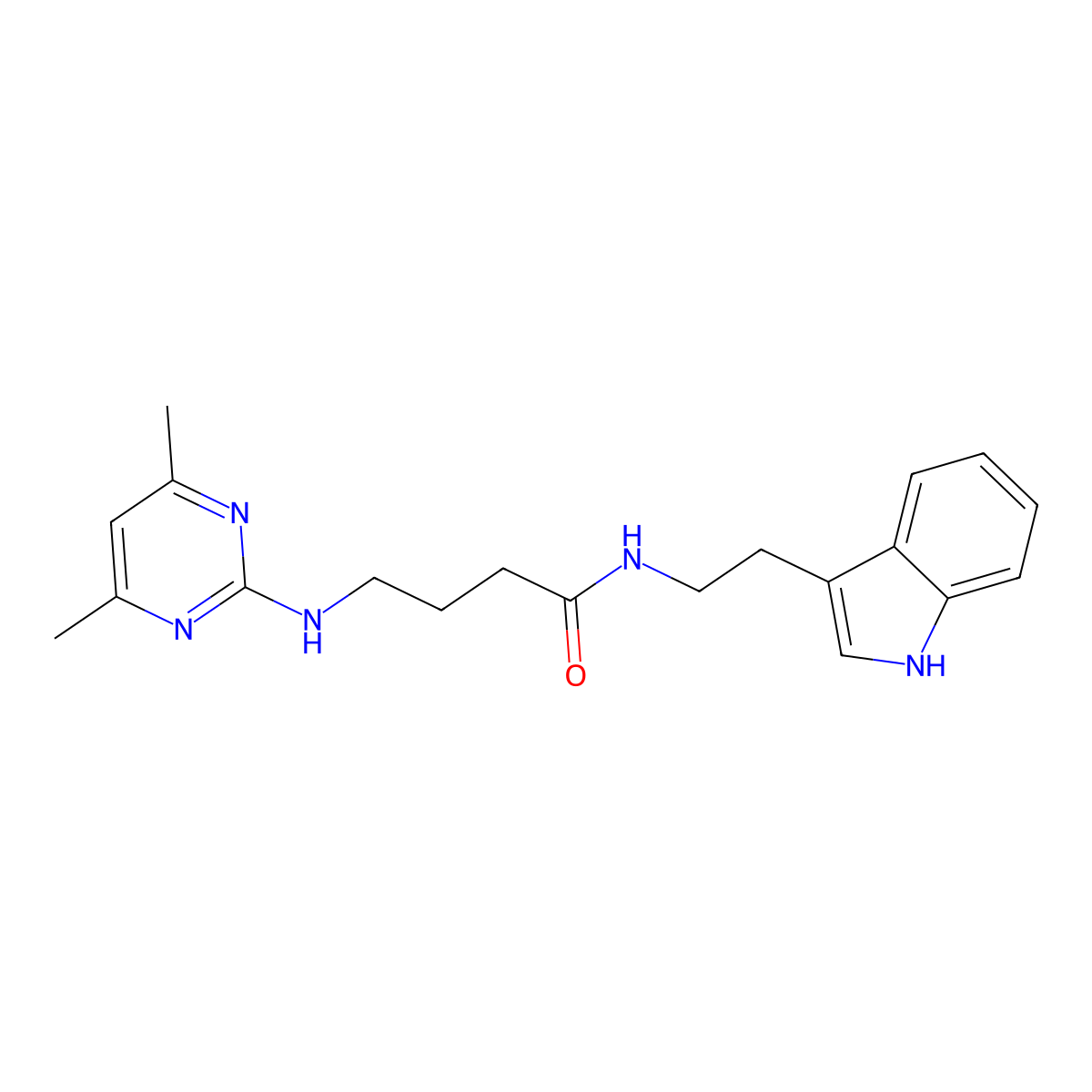 4-[(4,6-dimethylpyrimidin-2-yl)amino]-N-[2-(1H-indol-3-yl)ethyl]butanamide molecular structure, CAS 1401586-07-9