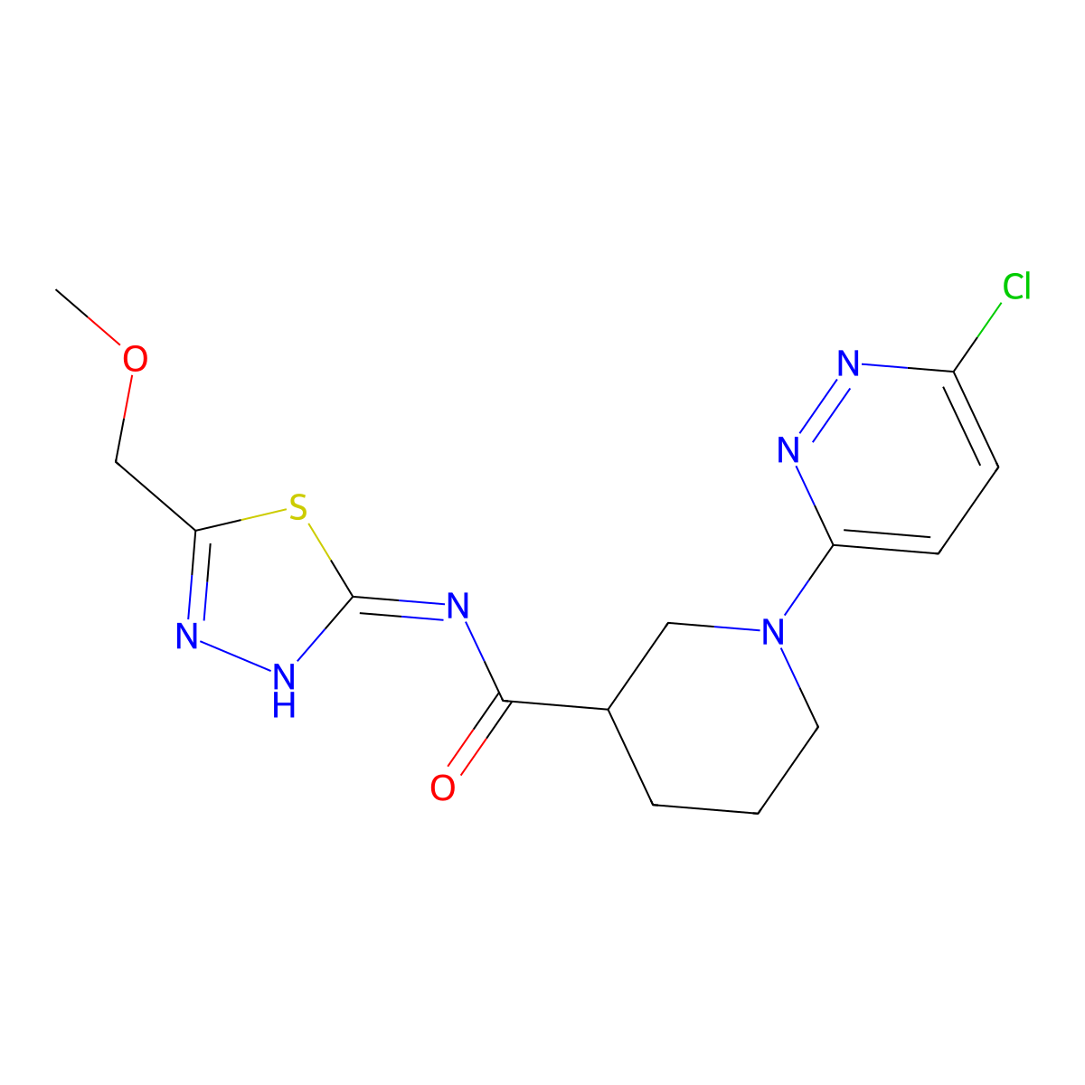1-(6-chloropyridazin-3-yl)-N-(5-(methoxymethyl)-1,3,4-thiadiazol-2-yl)piperidine-3-carboxamide molecular structure, CAS 1401586-08-0