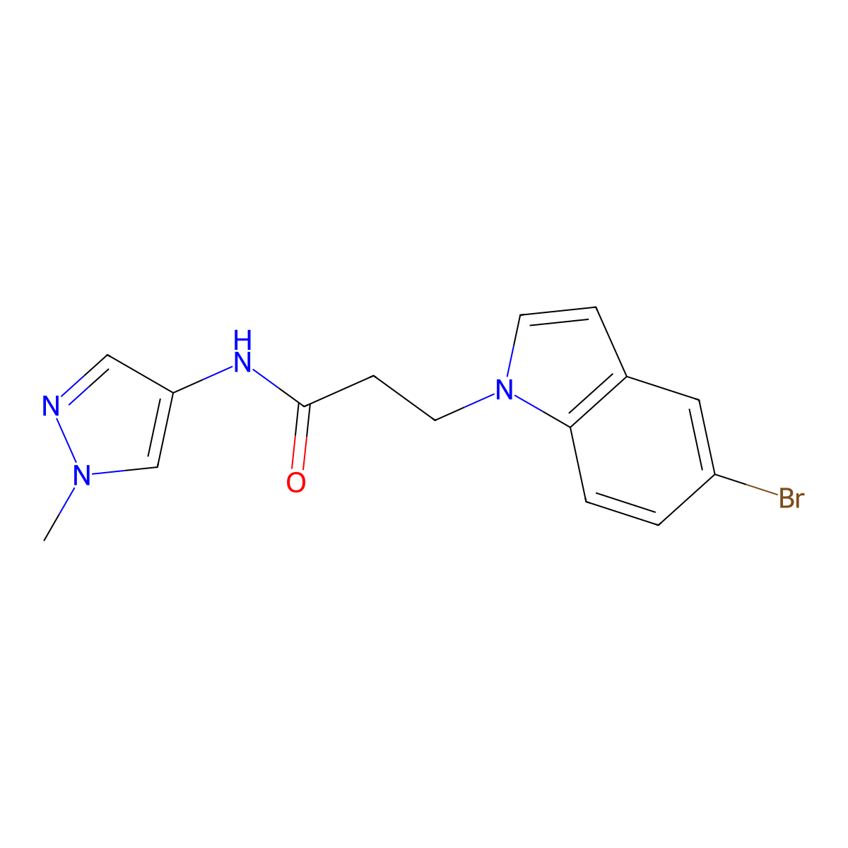 3-(5-bromo-1H-indol-1-yl)-N-(1-methyl-1H-pyrazol-4-yl)propanamide molecular structure, CAS 1401586-20-6