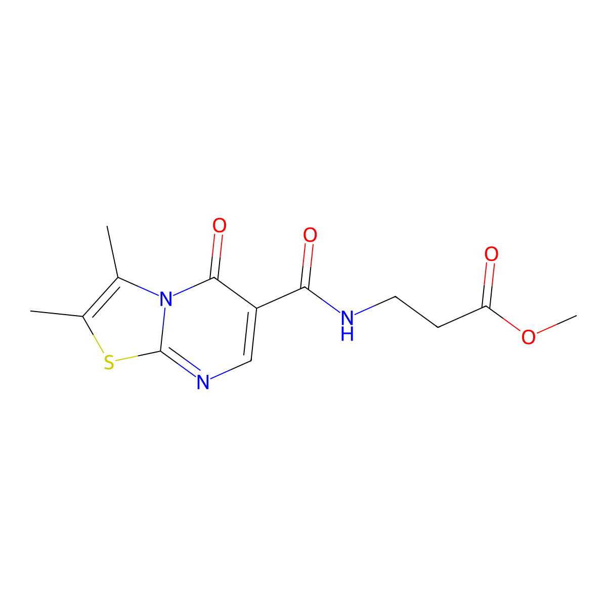methyl N-[(2,3-dimethyl-5-oxo-5H-[1,3]thiazolo[3,2-a]pyrimidin-6-yl)carbonyl]-beta-alaninate molecular structure, CAS 1401586-30-8